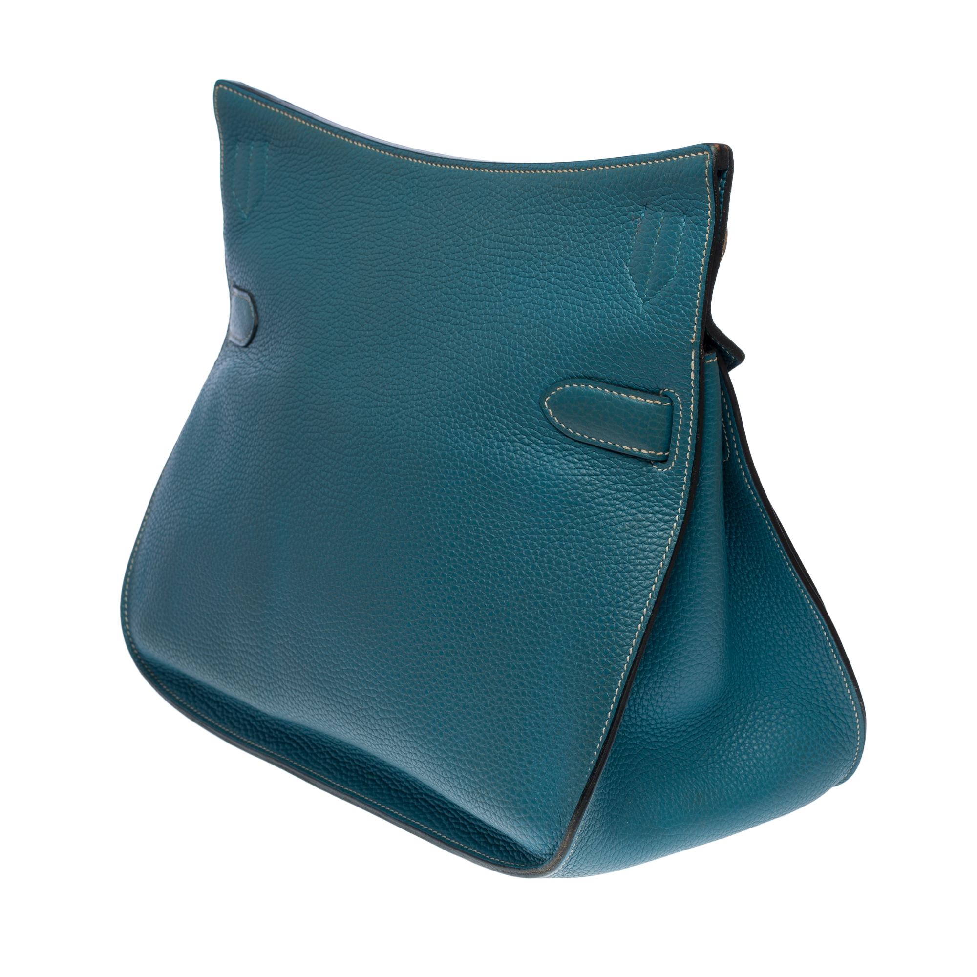 Gorgeous Hermès Jypsière 32 crossbody bag in Blue Jean Taurillon leather, PHW 2