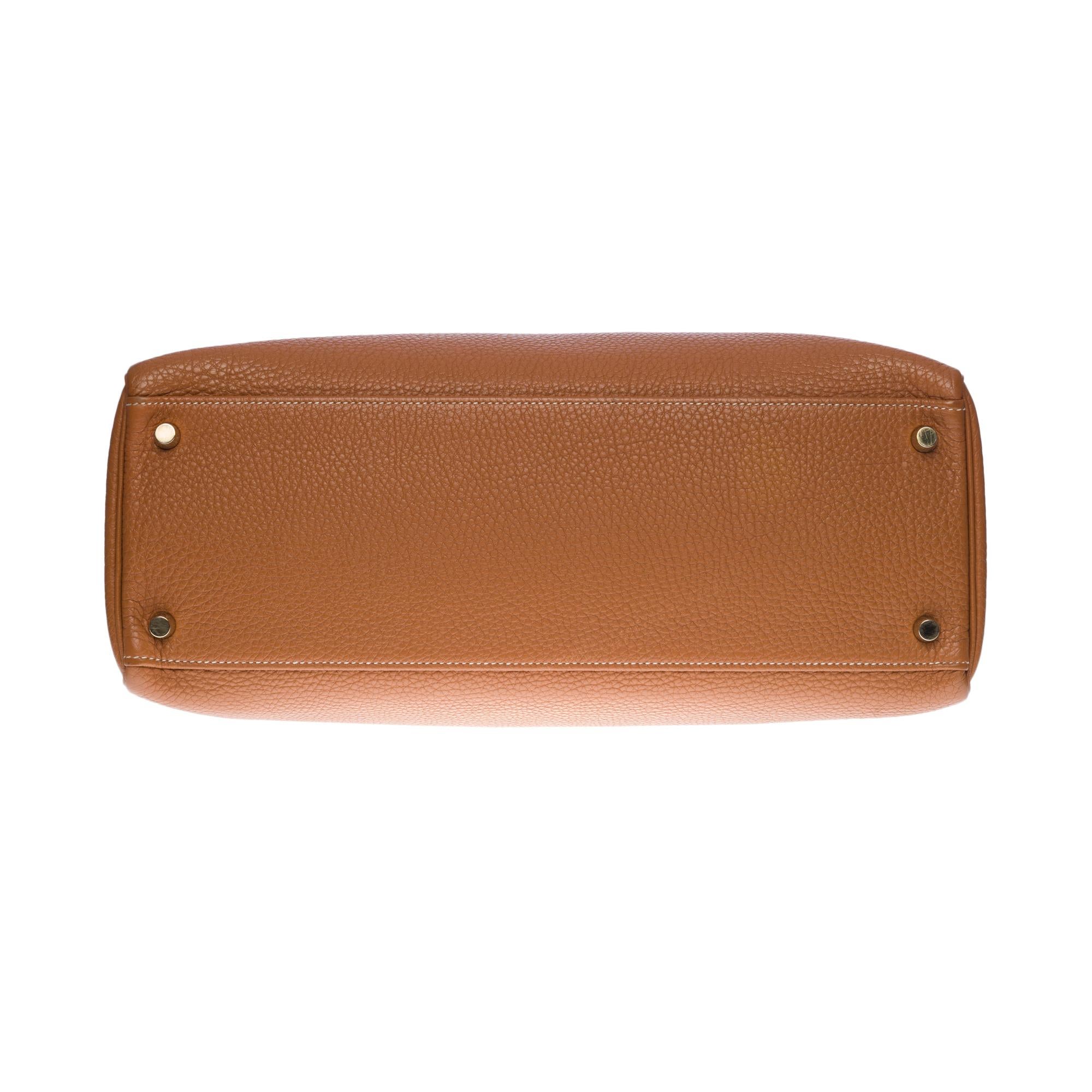 Gorgeous Hermès Kelly 35 retourné handbag strap in Gold Togo leather, GHW 3