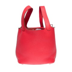 Gorgeous Hermès Picotin 18 Lock in Jaïpur Pink Taurillon Clémence leather , SHW