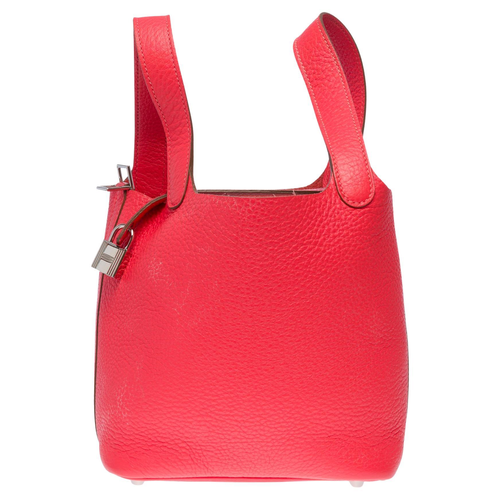 Gorgeous Hermès Picotin 18 Lock in Jaïpur Pink Taurillon Clémence leather , SHW For Sale