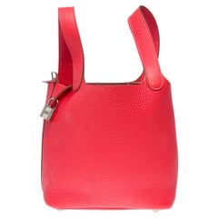 Gorgeous Hermès Picotin 18 Lock in Jaïpur Pink Taurillon Clémence leather , SHW