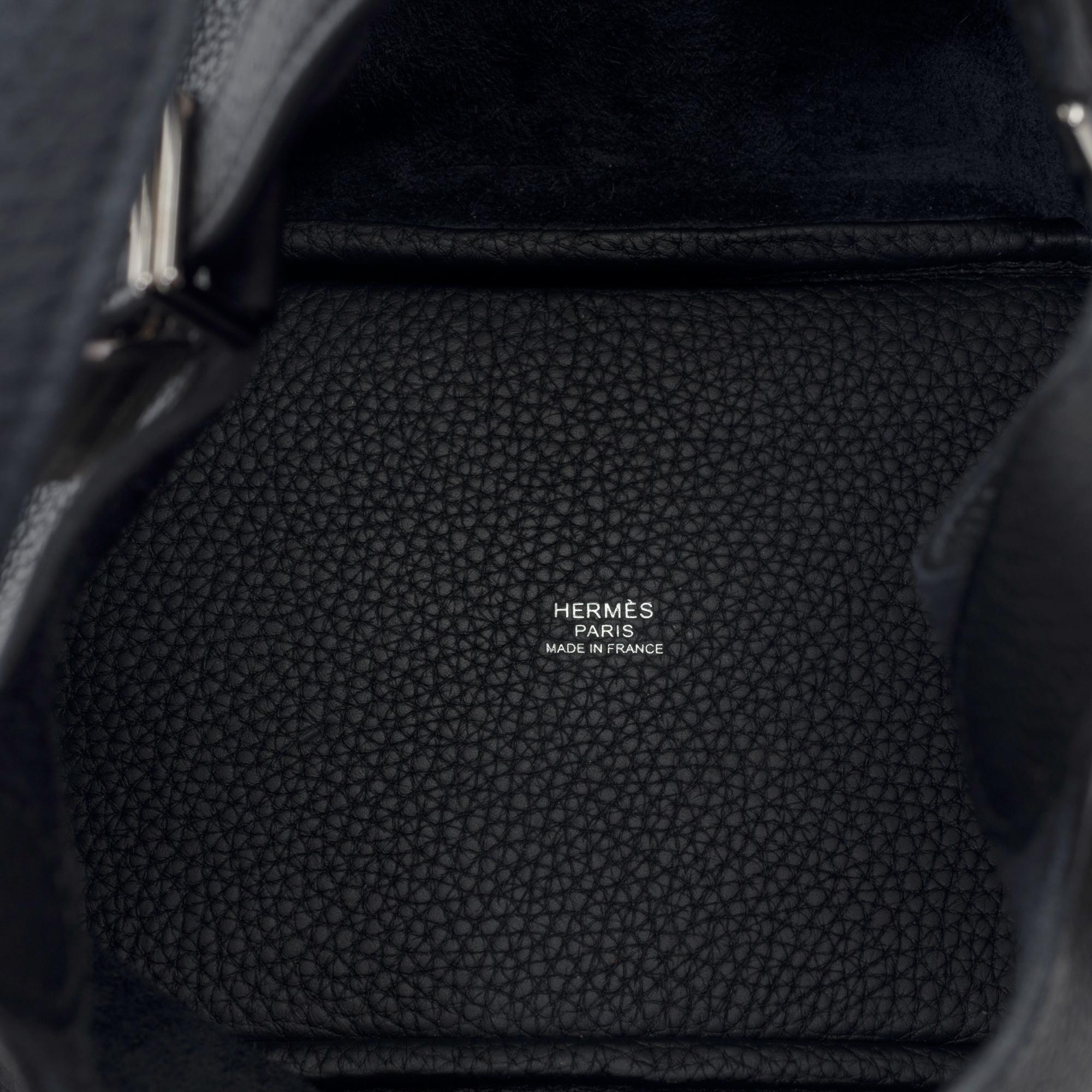 Magnifique Hermès Picotin Lock 18 en cuir Taurillon Clemence noir , SHW en vente 3