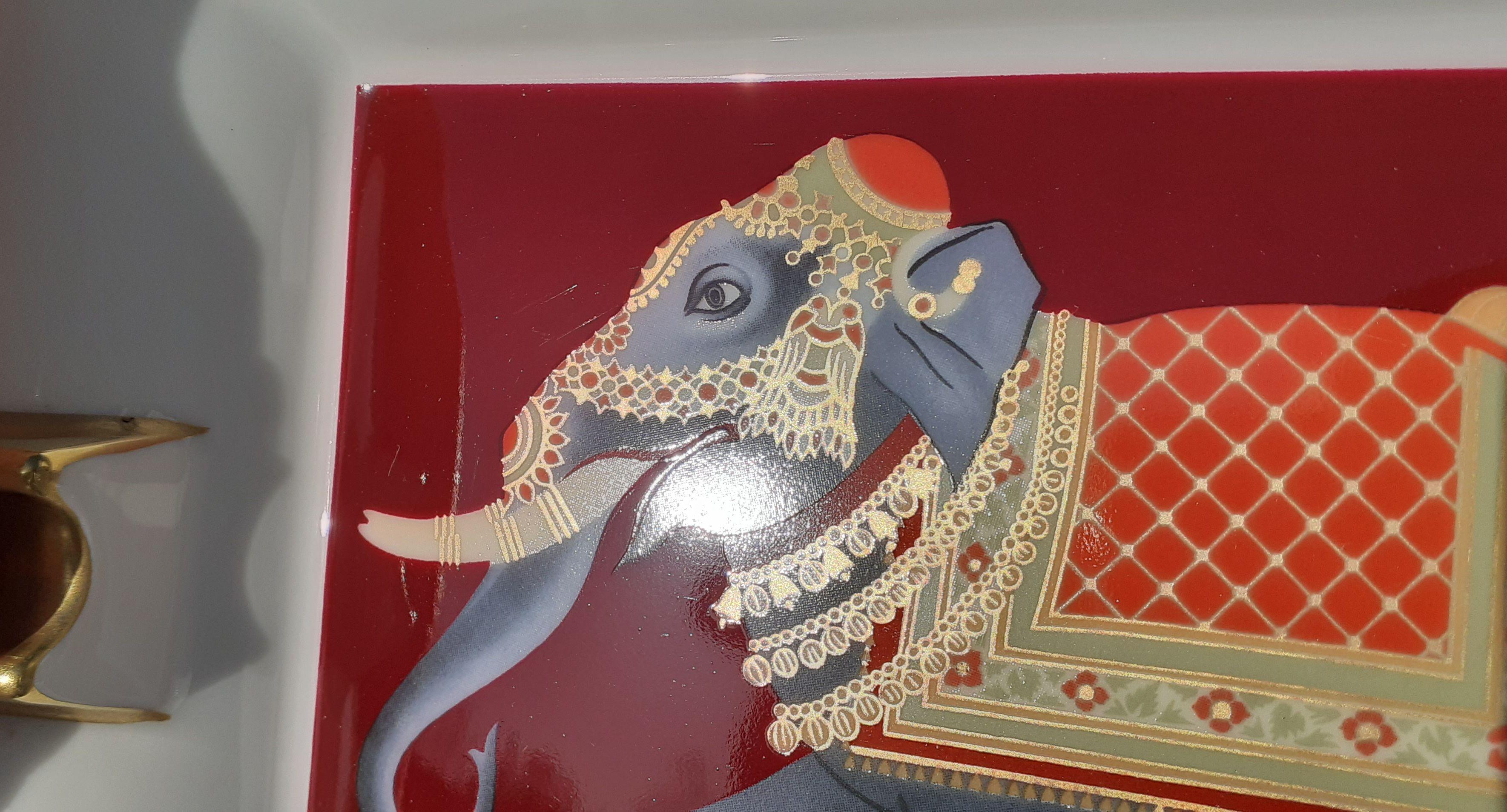 Magnifique cendrier en porcelaine d'Hermès Cendrier à monnaie Éléphant Inde Asie Rare en vente 8