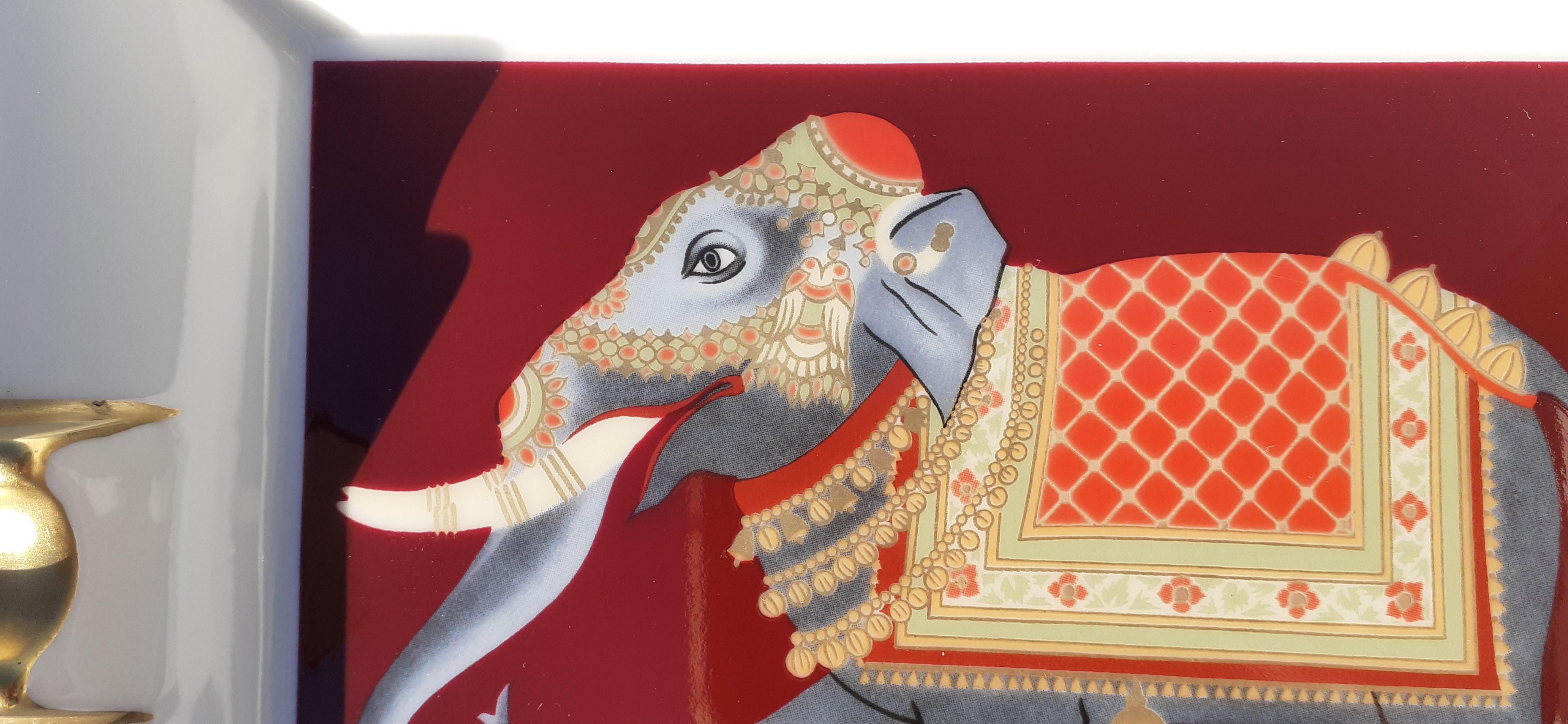 Gorgeous Hermès Porzellan Zigarre Aschenbecher ändern Tray Elefant Indien Asien Selten im Angebot 10