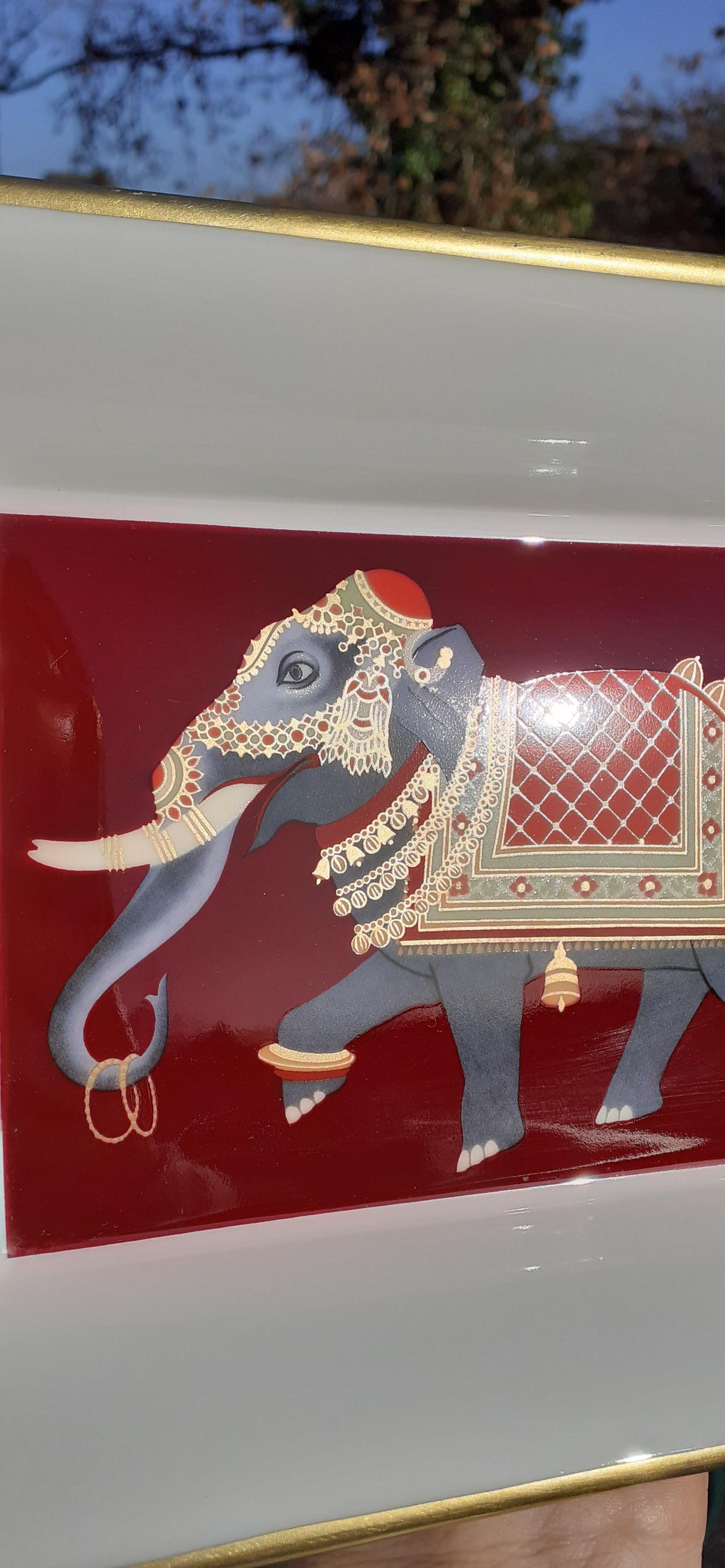 Gorgeous Hermès Porzellan Zigarre Aschenbecher ändern Tray Elefant Indien Asien Selten im Angebot 2