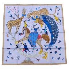 Gorgeous Hermès Silk Scarf  Hermès Story Pink Blue Jonathan Burton 88 cm
