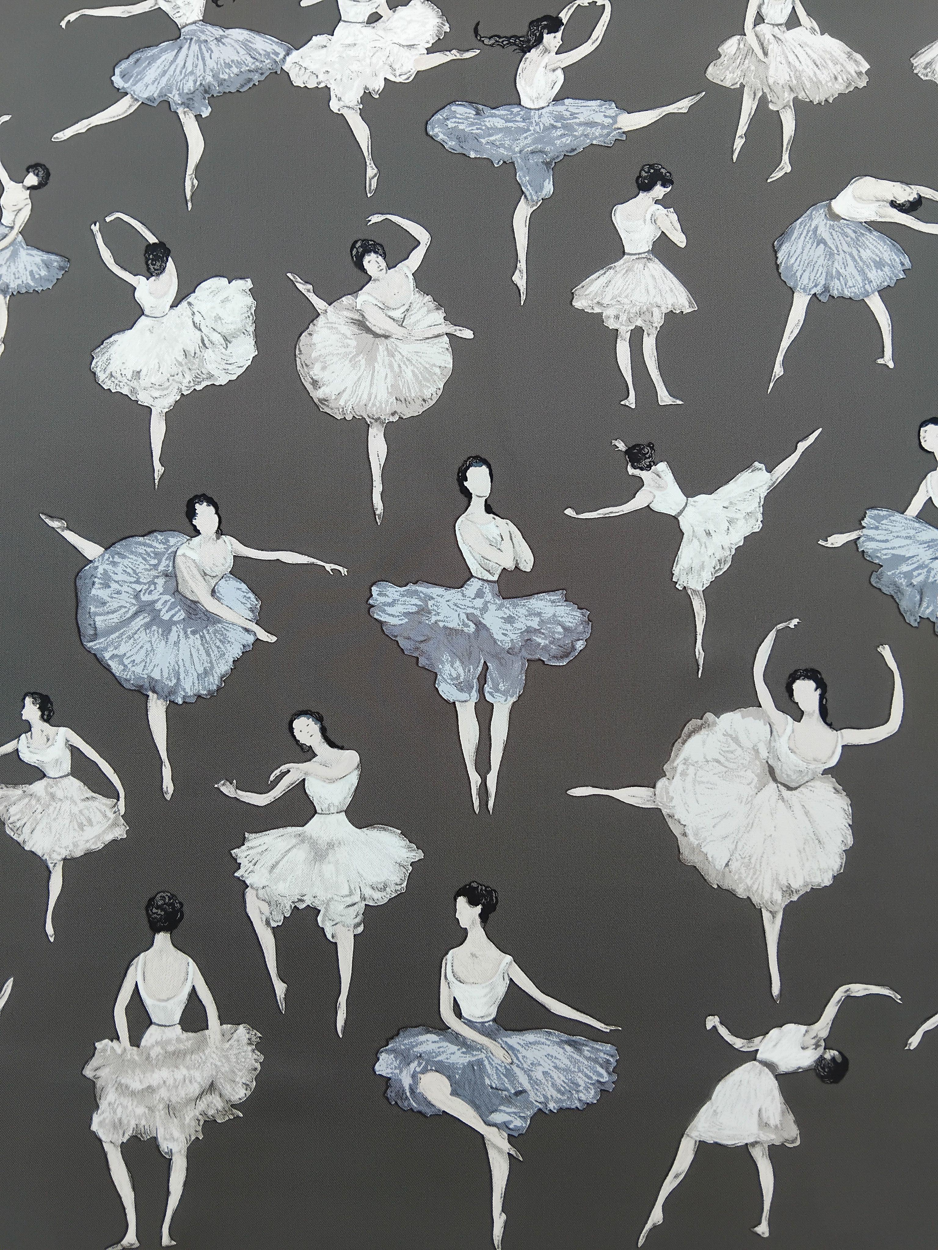 Wunderschöner Hermès Seidenschal La Danse Ballerinas Clerc Etoupe 90 cm Damen