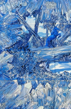 Gorgeous Hermès Silk Scarf La Vallee de Cristal Blue Ugo Bienvenu 88 cm