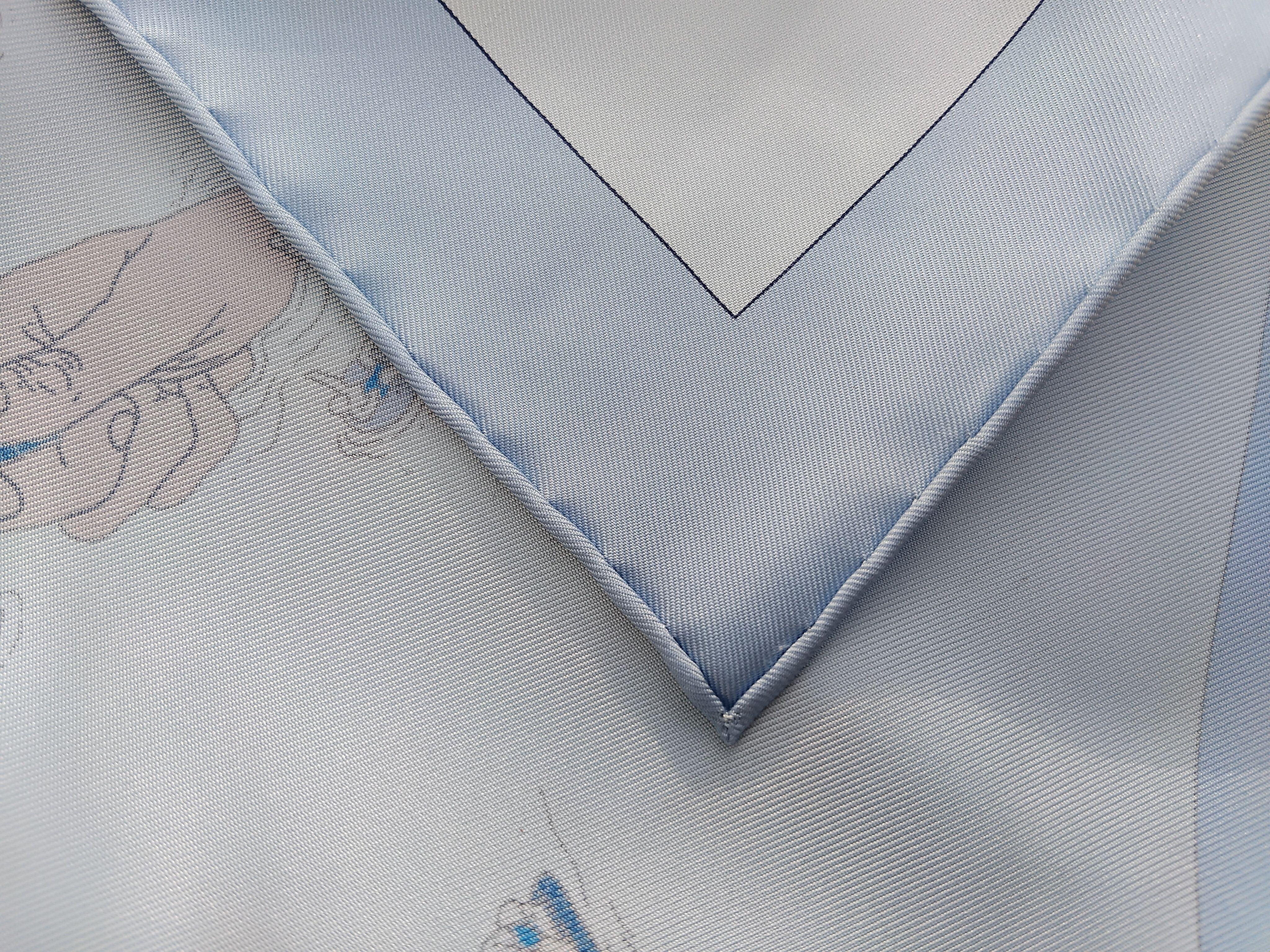 Gorgeous Hermès Silk Scarf The Battery New York Ugo Gattoni Blue 90 cm For Sale 11