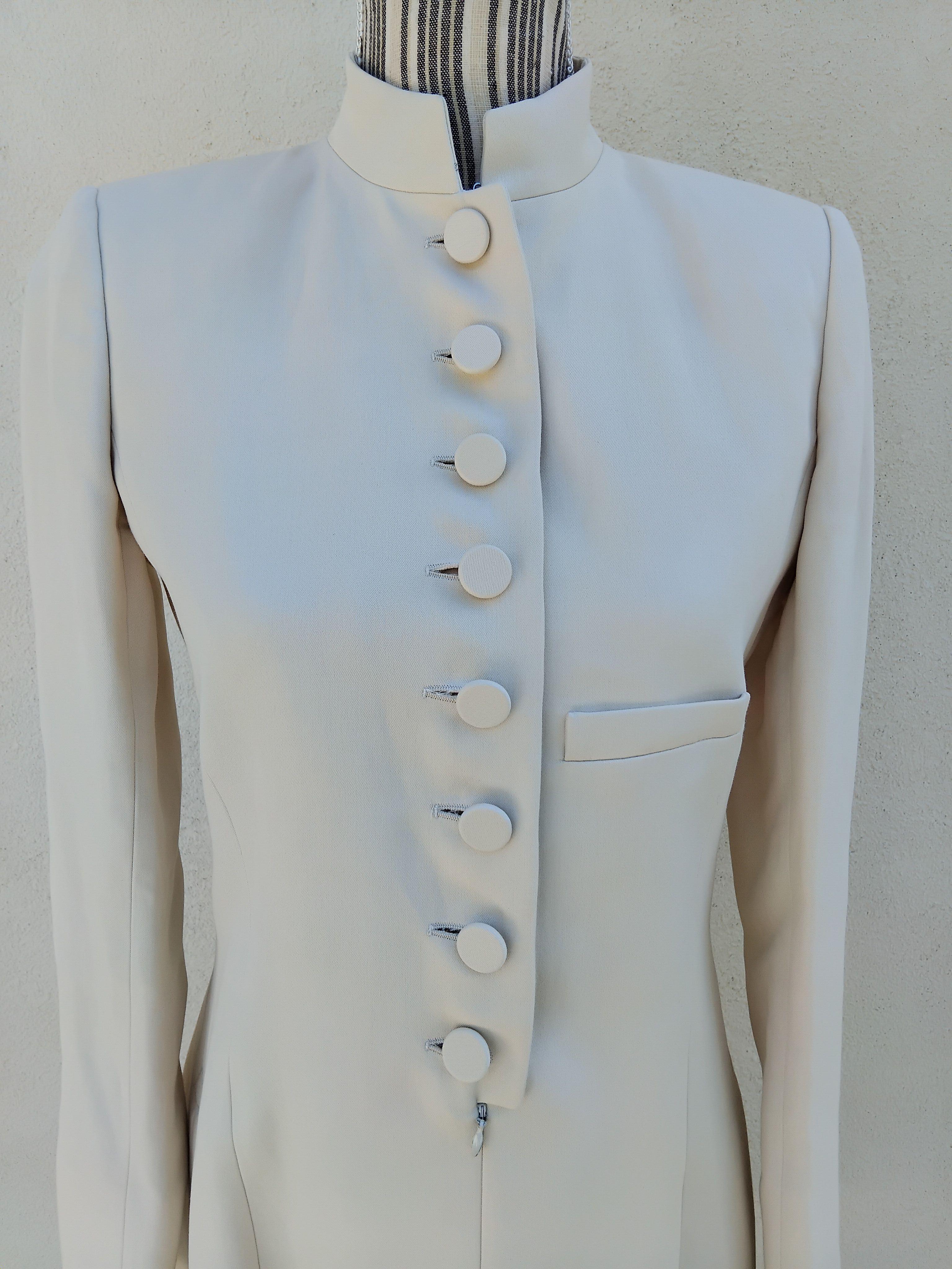 Gorgeous Hermès Spring Coat Ivory Mao Collar Size 36 FR 2-4 US For Sale 5