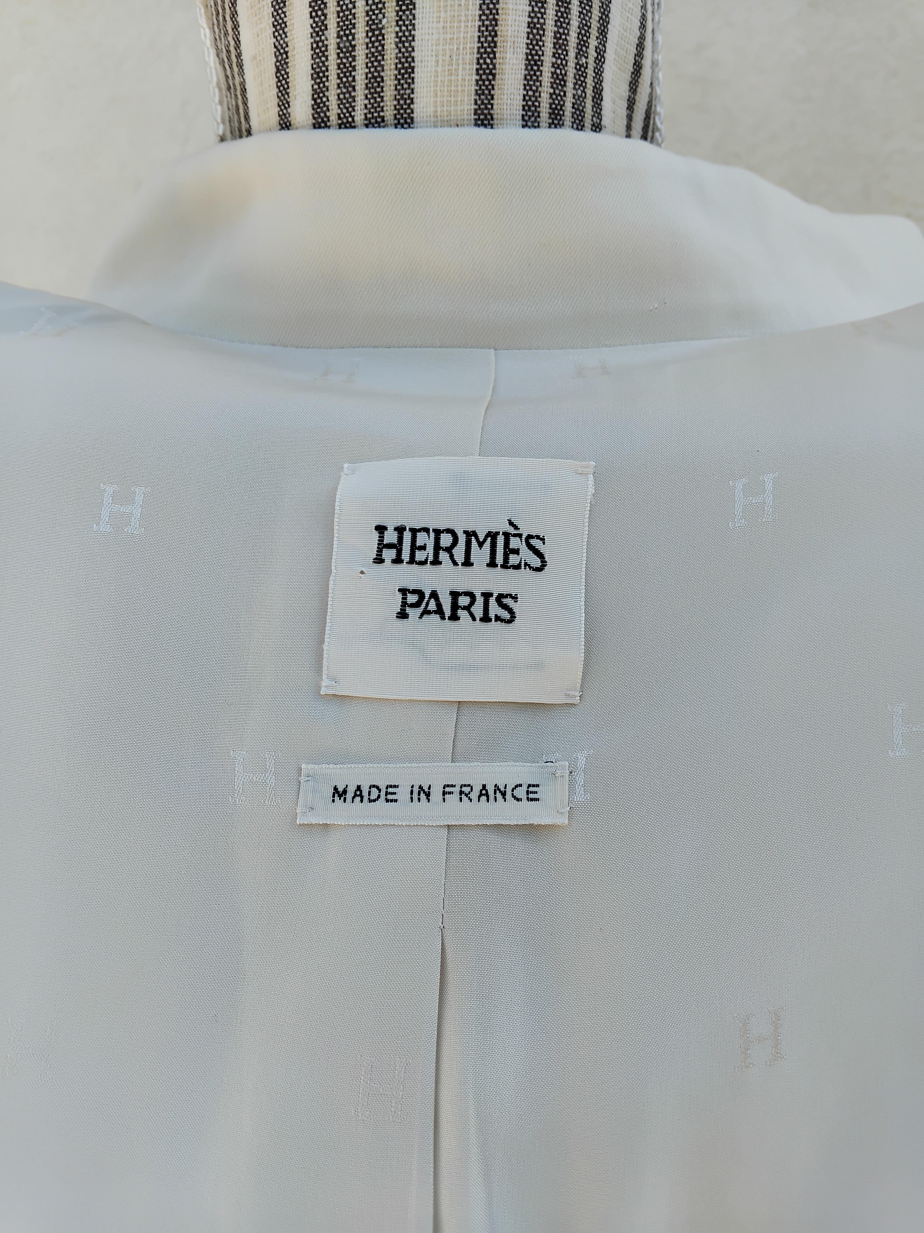 Gorgeous Hermès Spring Coat Ivory Mao Collar Size 36 FR 2-4 US For Sale 7
