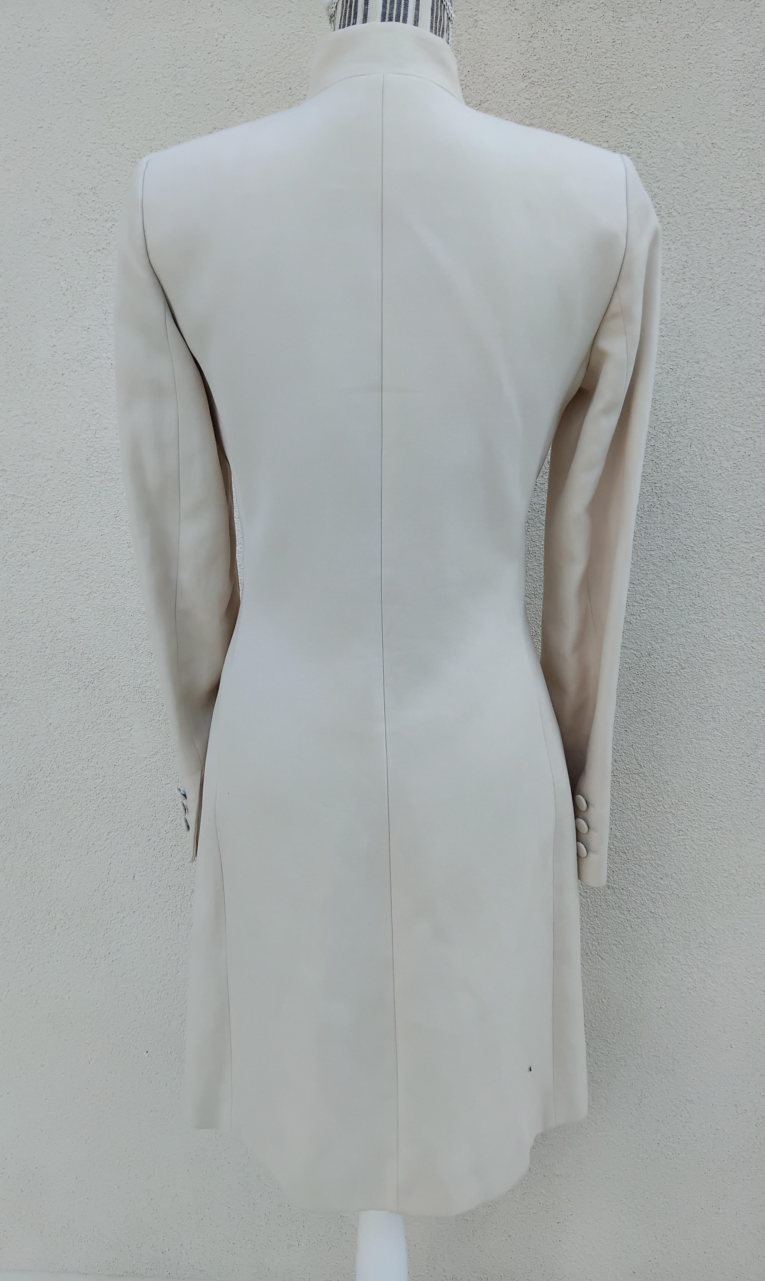 Women's Gorgeous Hermès Spring Coat Ivory Mao Collar Size 36 FR 2-4 US For Sale