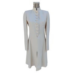 Gorgeous Hermès Frühling Mantel Elfenbein Mao Kragen Größe 36 FR 2-4 US