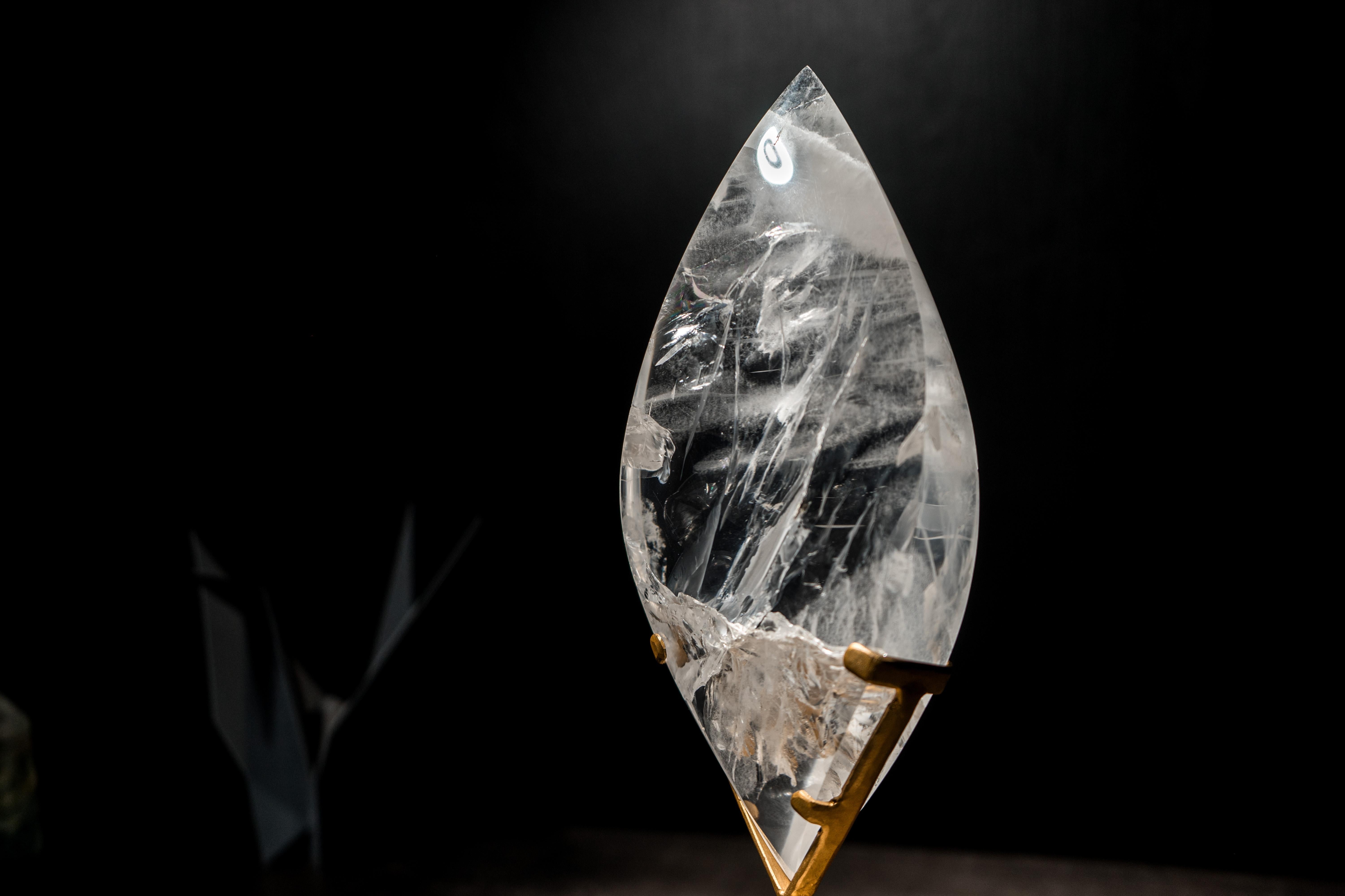 Clear Quartz Flame Lapidated from a High-Grade Clear Quartz Stone For Sale 5