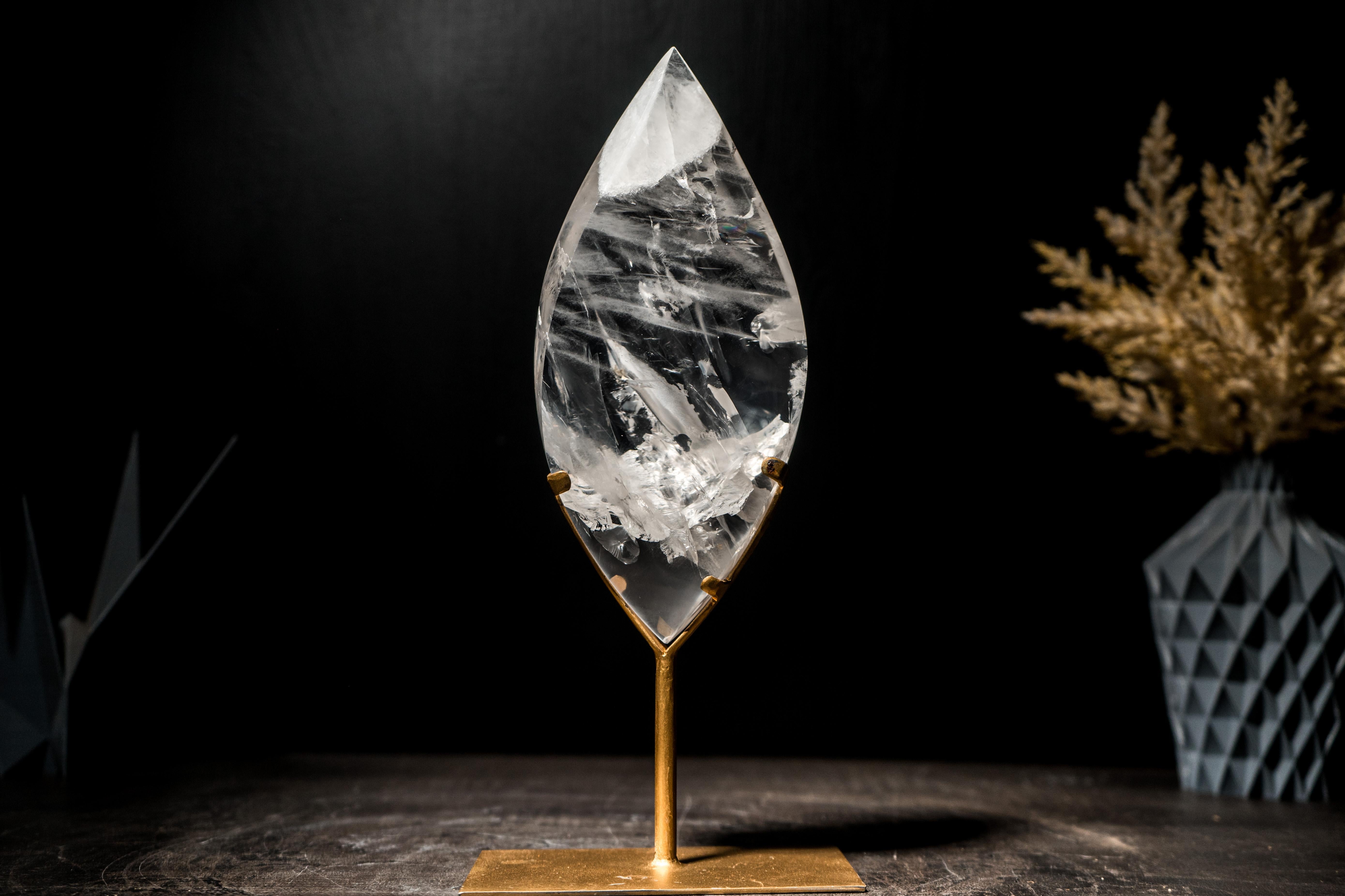 Clear Quartz Flame Lapidated from a High-Grade Clear Quartz Stone For Sale 3