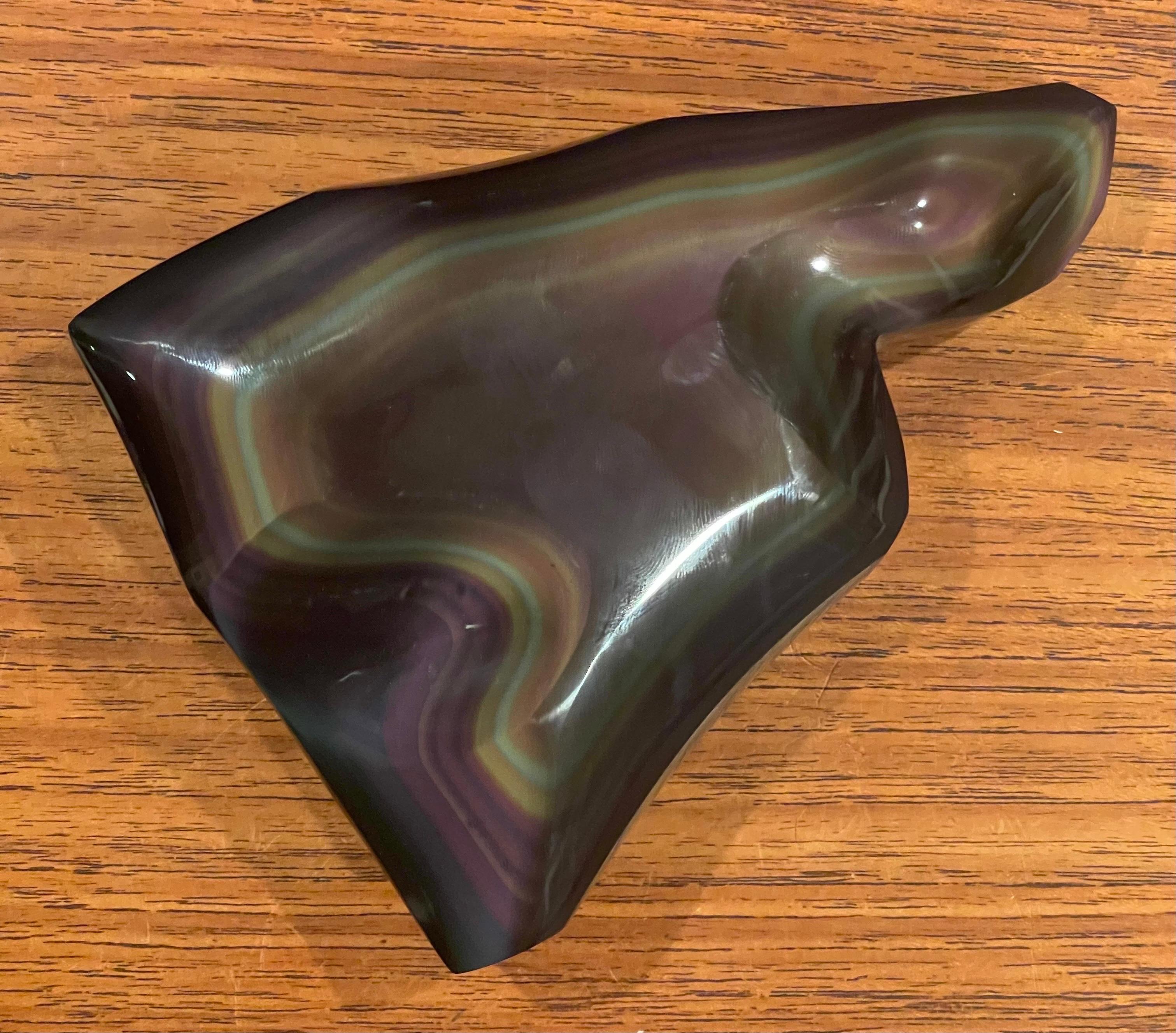 Gorgeous Highly Polished Rainbow Obsidian Paperweight For Sale 3