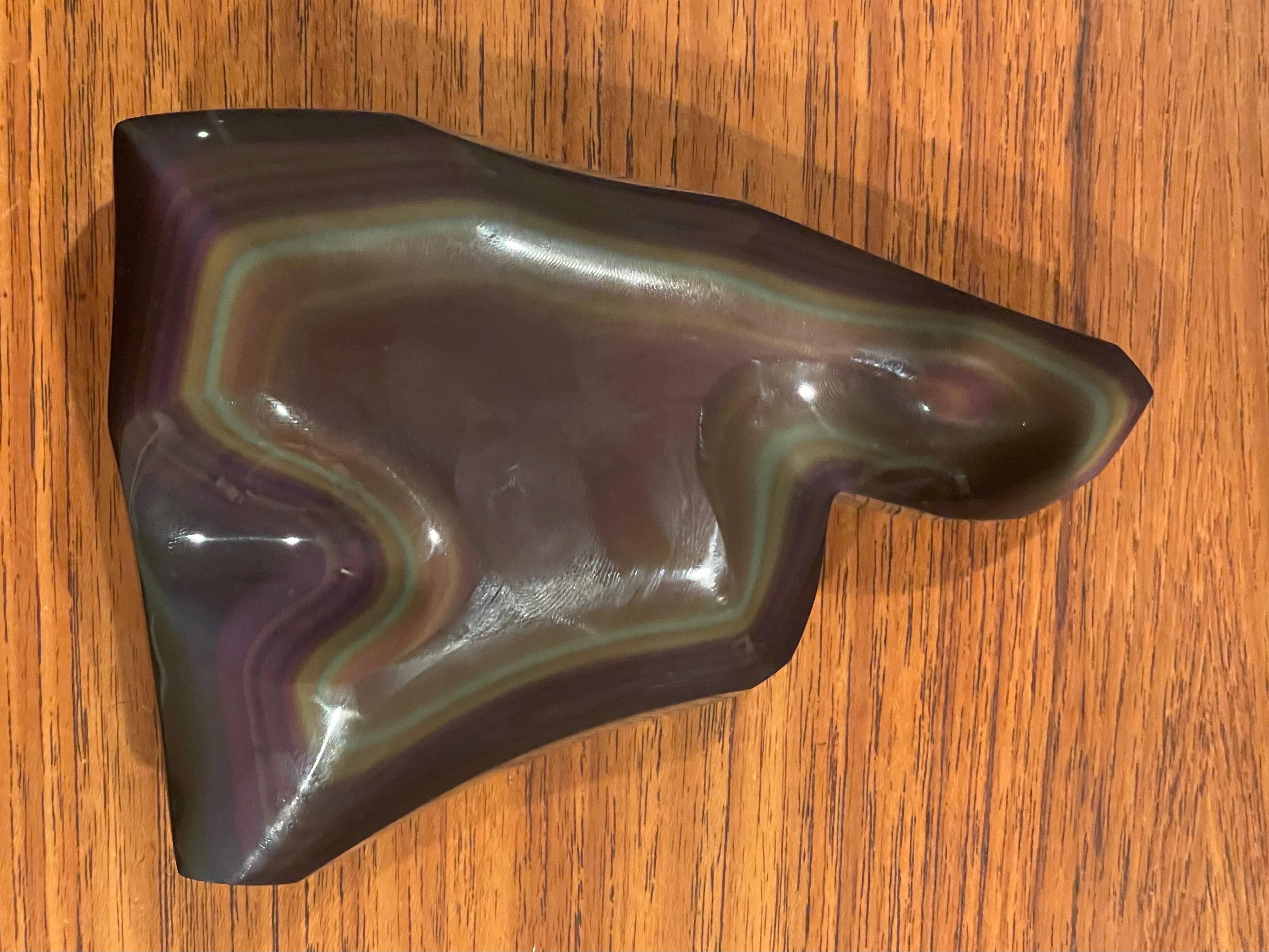 Mid-Century Modern Magnifique presse-papier obsidienne arc-en-ciel hautement poli en vente
