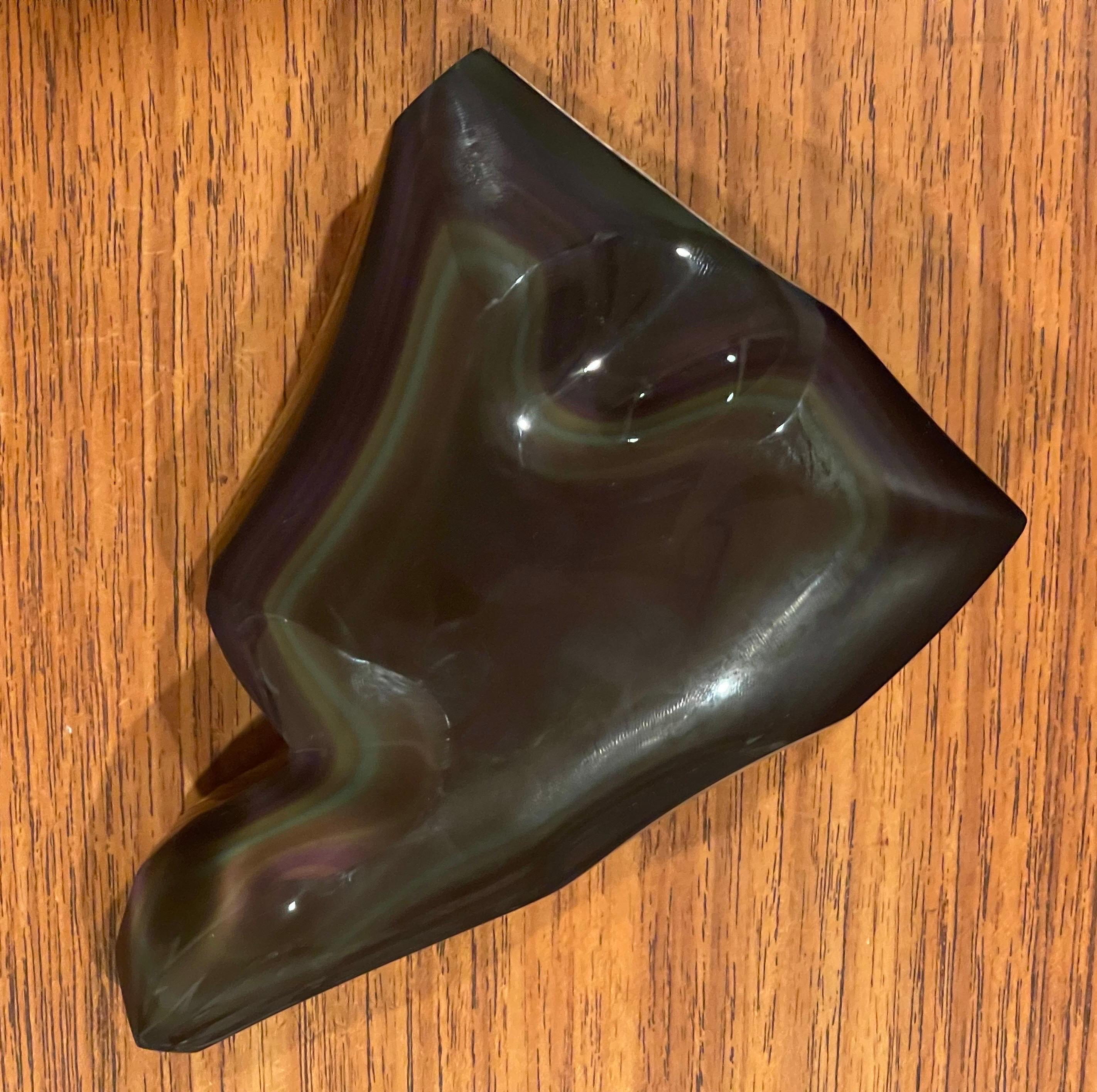 Gorgeous Highly Polished Rainbow Obsidian Paperweight In Good Condition For Sale In San Diego, CA