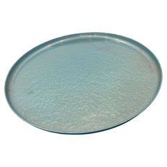 Gorgeous Hollywood Regency Enameled Finish Round Tray by Moire Glaze Kyes