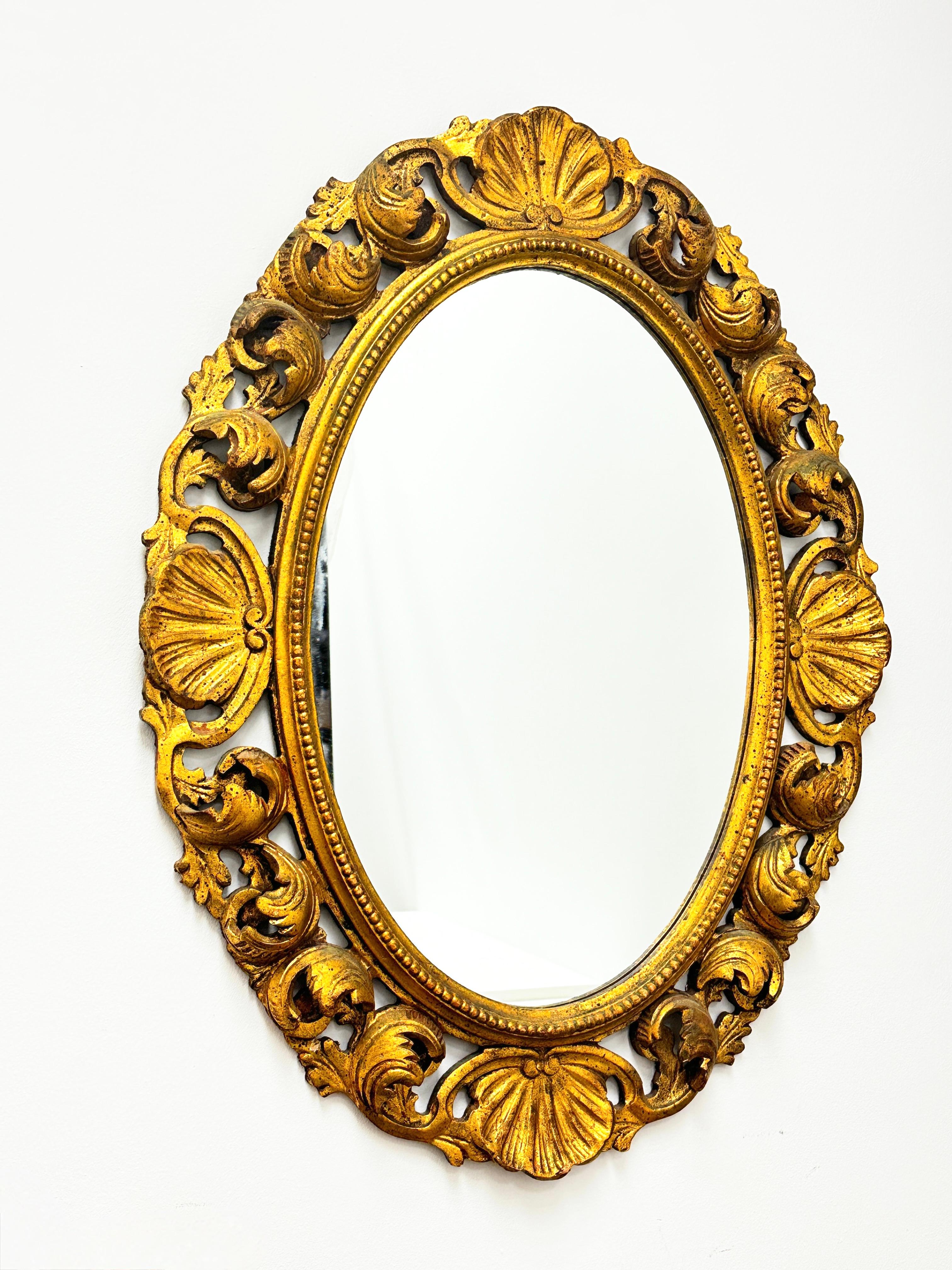 French Gorgeous Hollywood Regency Tole Toleware Vanity Mirror Vintage, France, 1930s For Sale