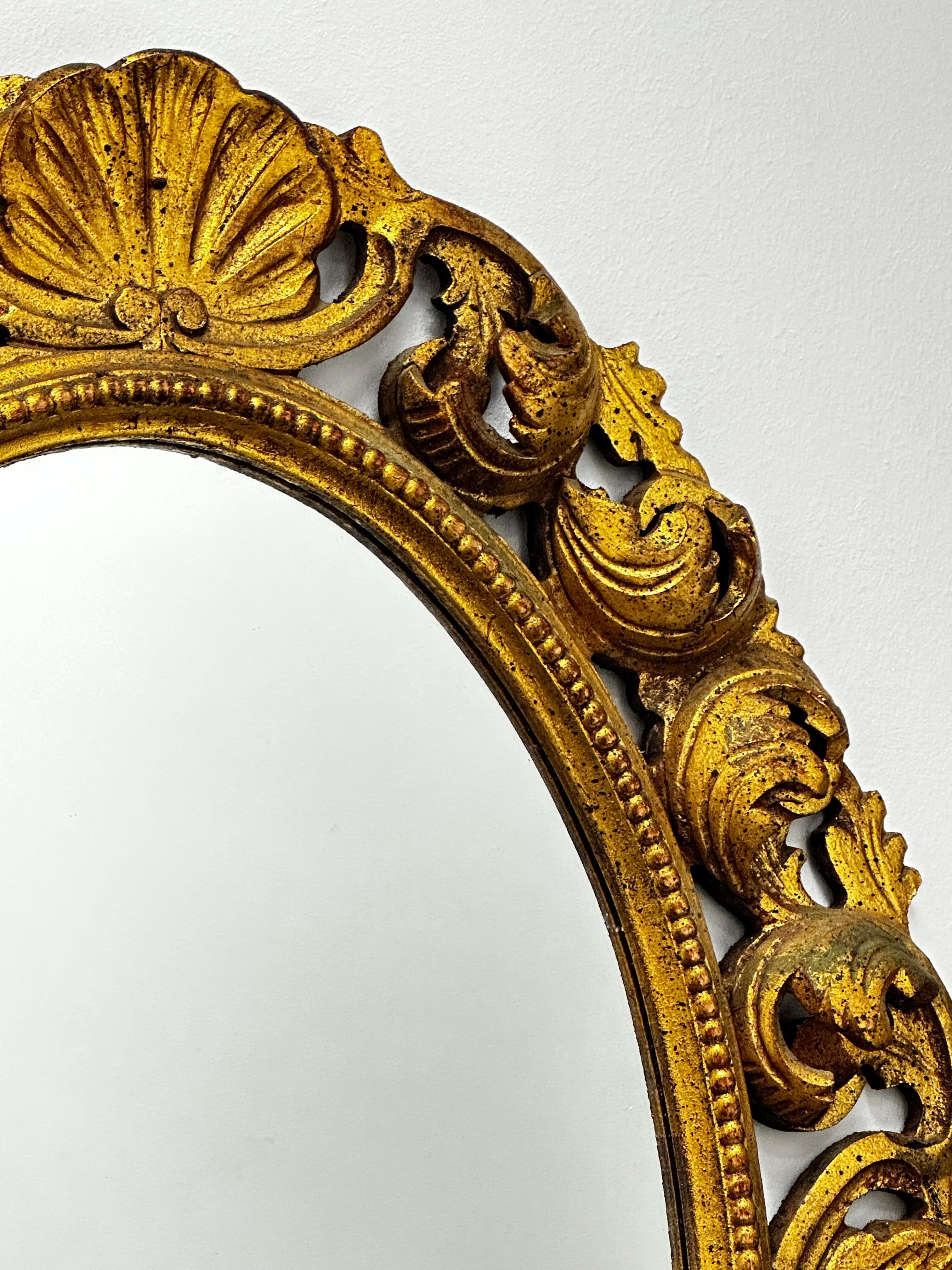 Gorgeous Hollywood Regency Tole Toleware Vanity Mirror Vintage, France, 1930s For Sale 1