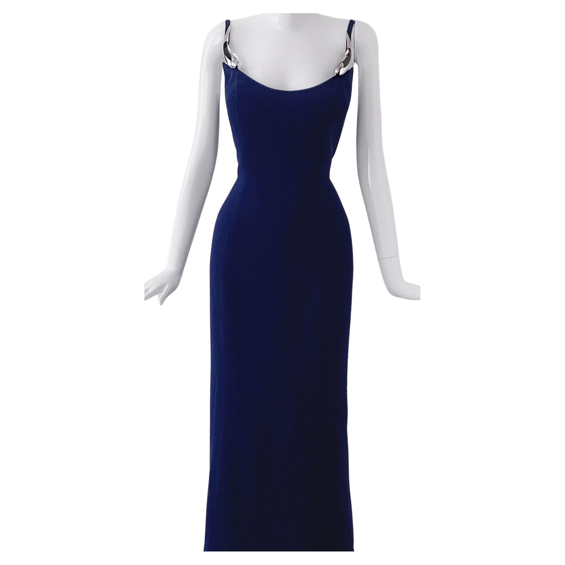 Magnifique robe de soirée Thierry Mugler SS1999 Détails en lucite argentée