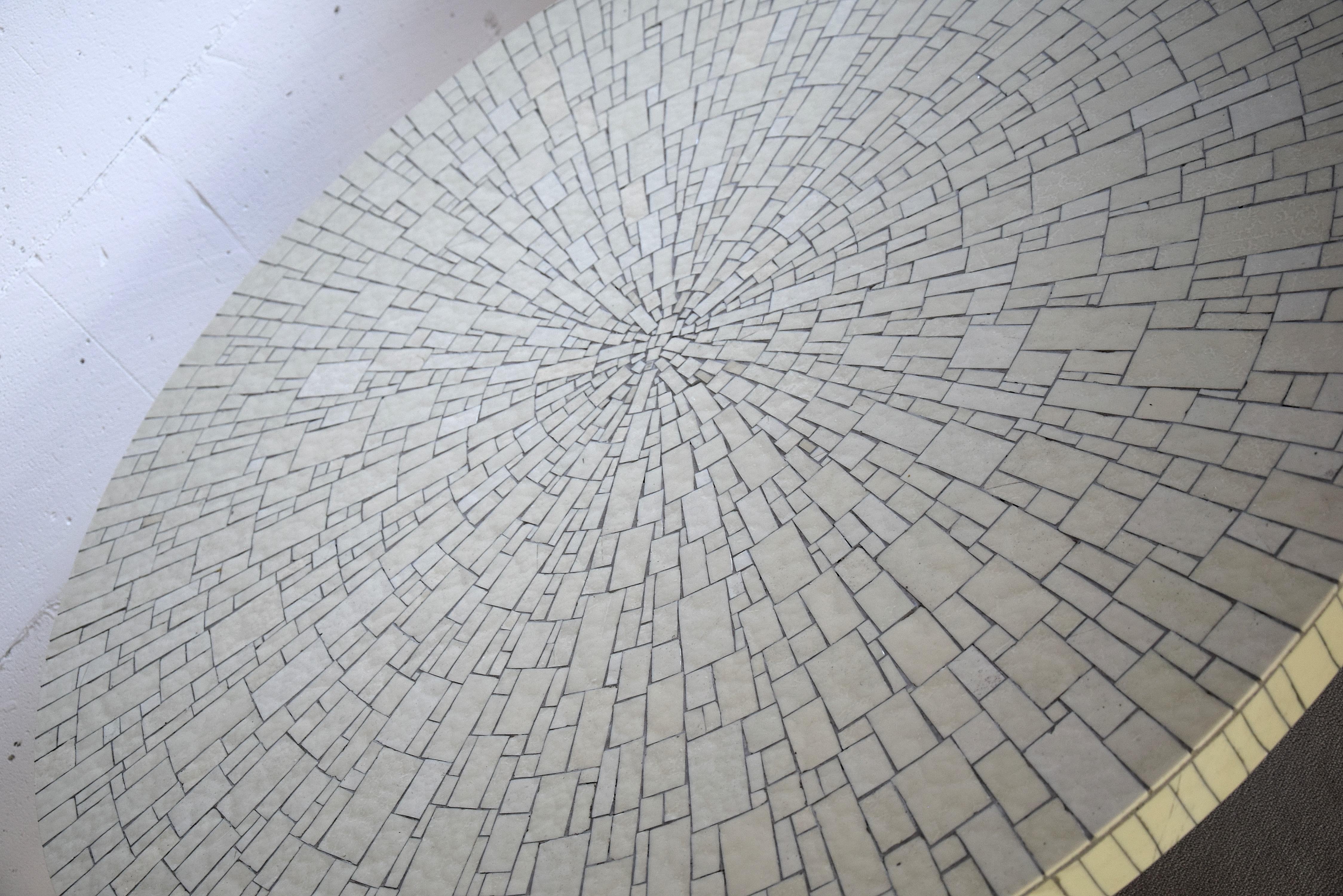 German Impressive White Round Mid-Century Modern Glass Mosaic Coffee Table