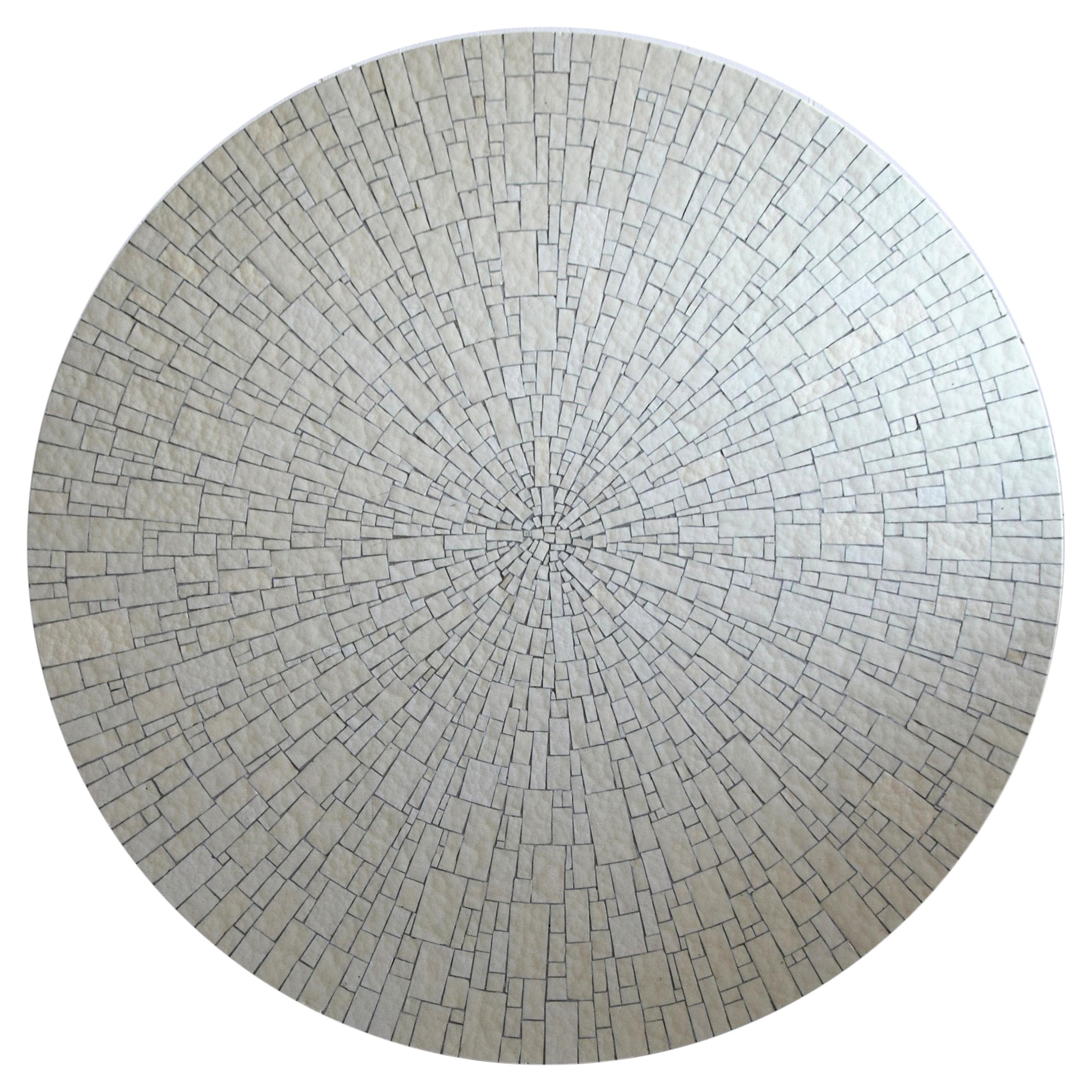 Impressive White Round Mid-Century Modern Glass Mosaic Coffee Table