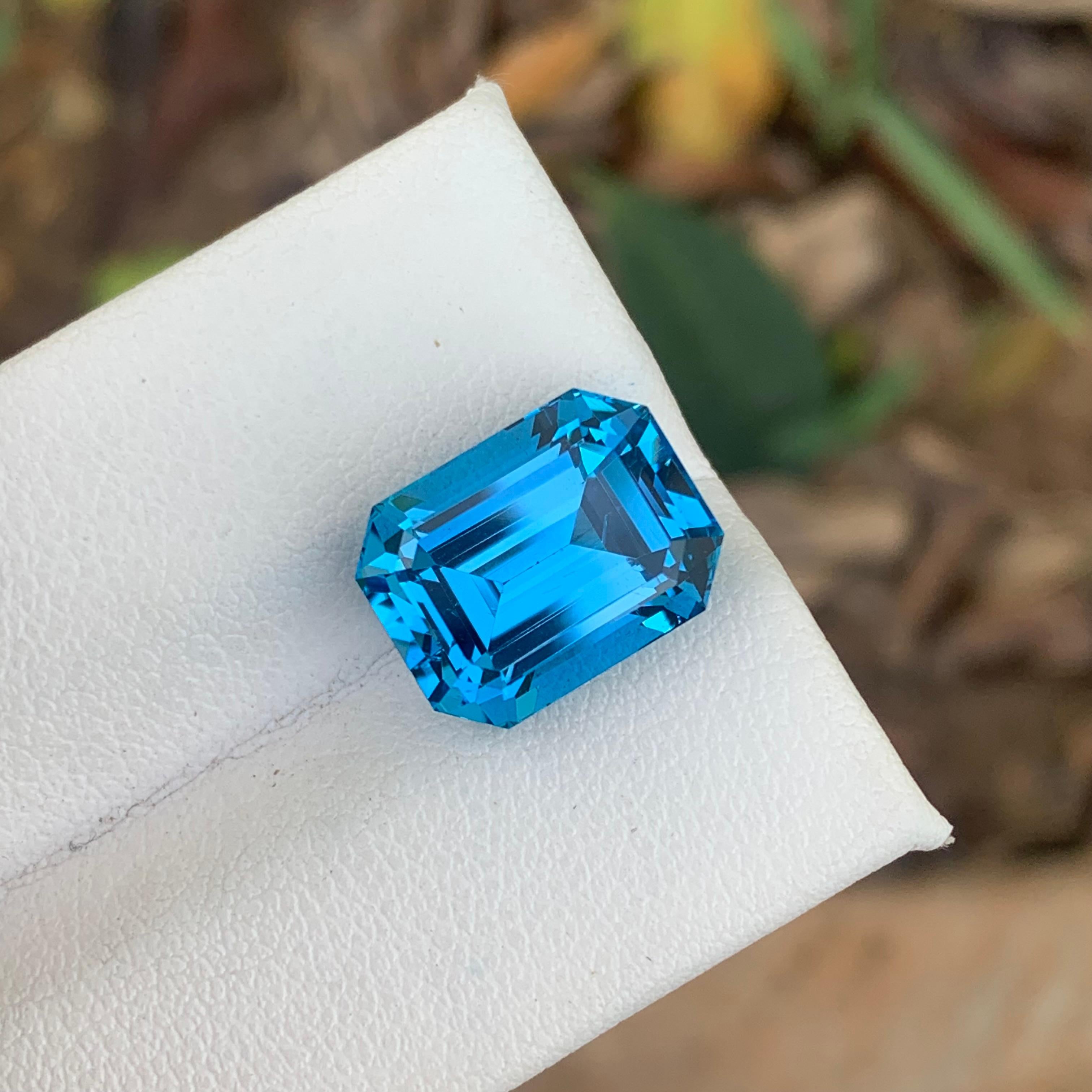 Faceted Electric Blue Topaz
Weight : 9.85 Carats
Dimensions : 12.6x9.6x8.5 Mm
Origin : Brazil
Clarity : Loupe Clean
Shape: Emerald
Color: Intense Blue
Certificate: On Demand
Blue Topaz Metaphysical Properties
Blue topaz, in particular, is believed
