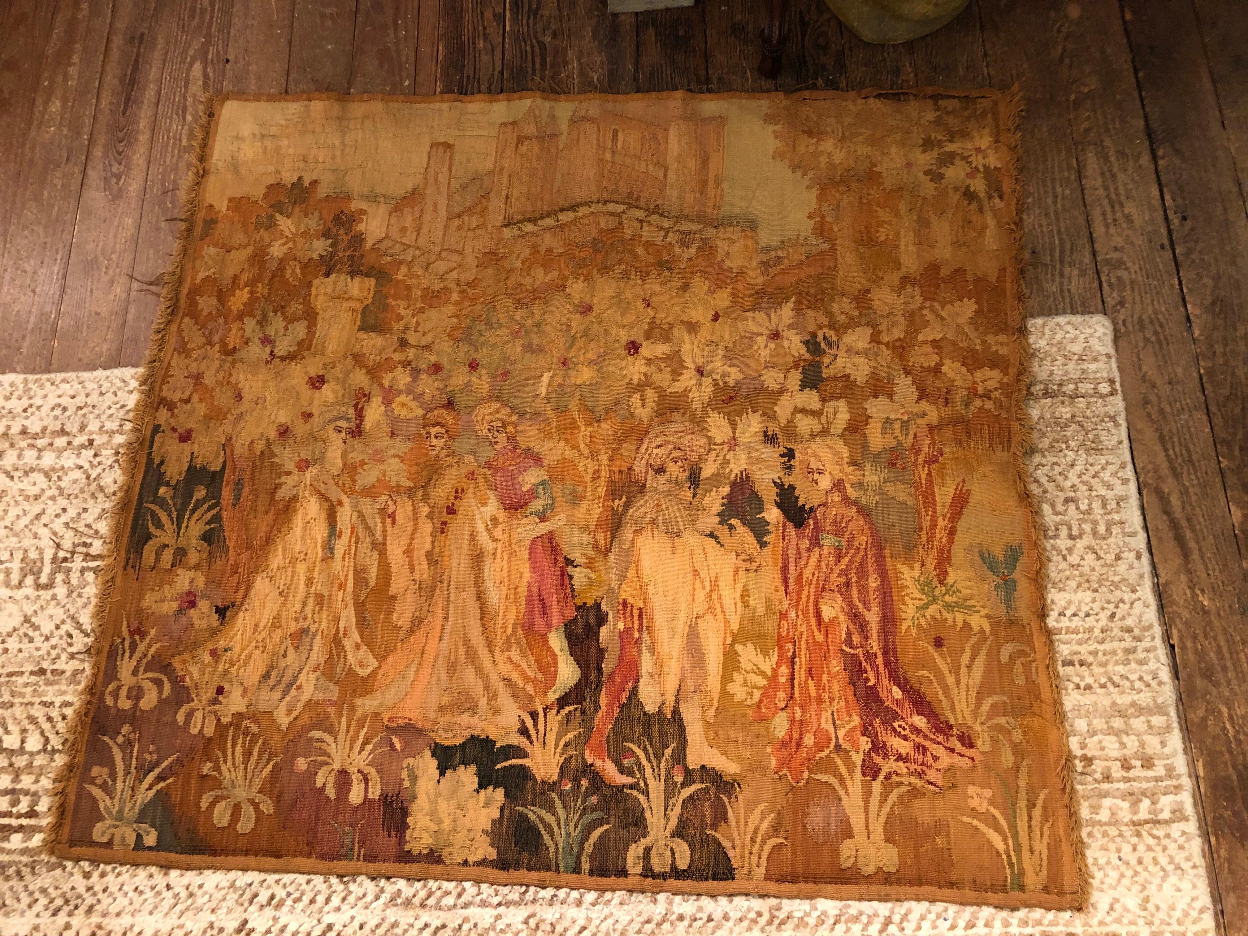 Gorgeous Intricately Detailed 19th Century Tapestry in Warm Autumn Tones For Sale 6
