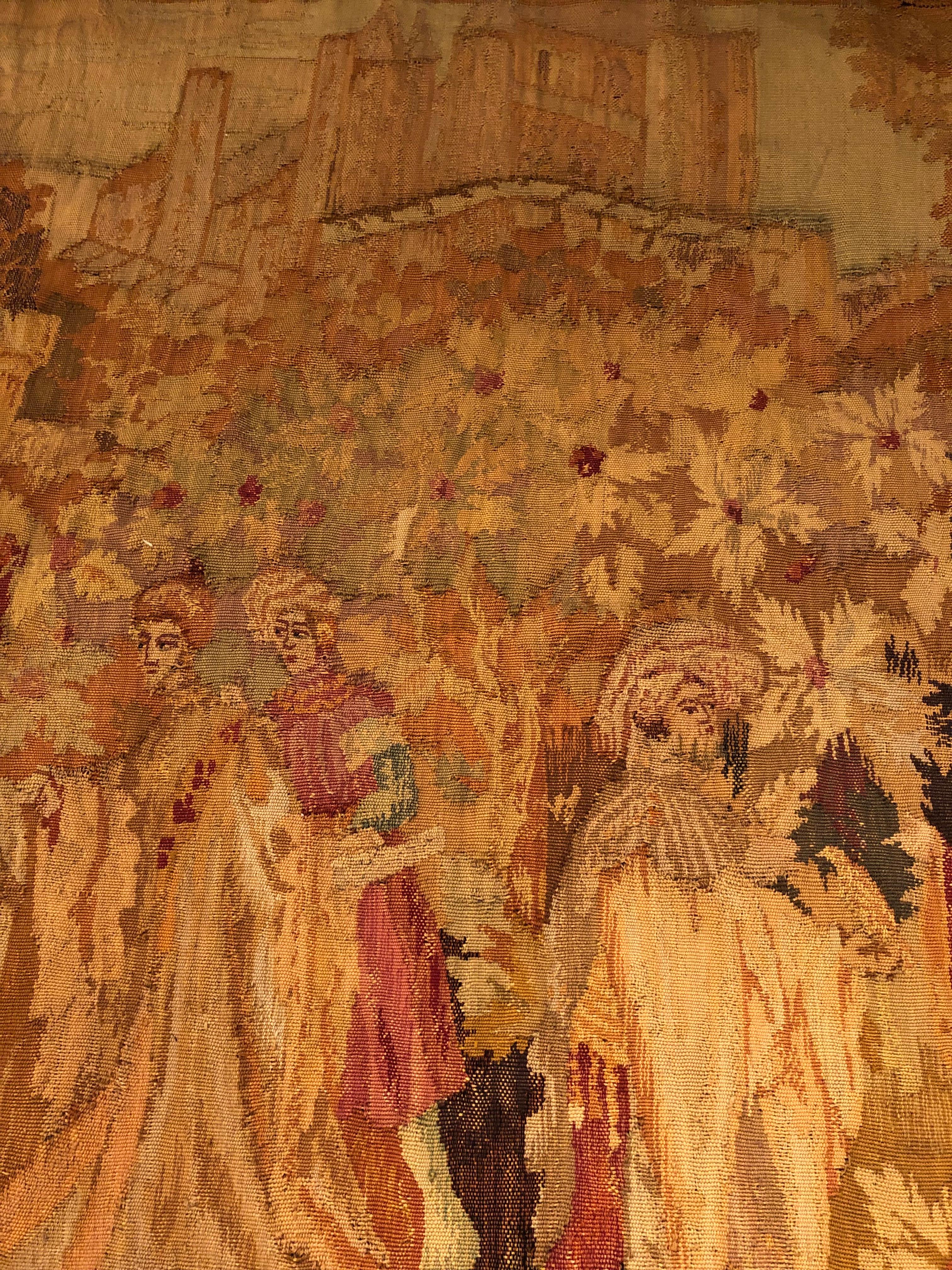 Gorgeous Intricately Detailed 19th Century Tapestry in Warm Autumn Tones For Sale 1