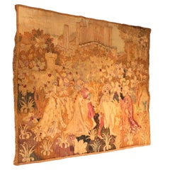 Wunderschöner, aufwendig detaillierter Wandteppich aus dem 19. Jahrhundert in warmen Herbsttönen