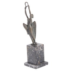Precioso Bronce Figurativo Art Decó Italiano Sobre Base De Mármol *ENVIOS GLOBALES GRATUITOS