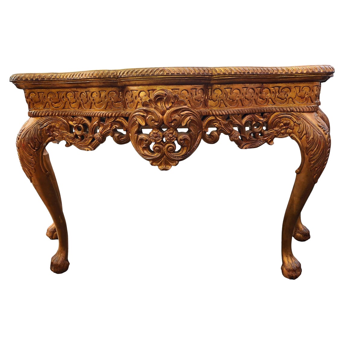 Magnifique table console italienne sculptée et dorée en vente