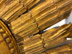 Gorgeous Italian Carved Giltwood Sunburst Convex Mirror