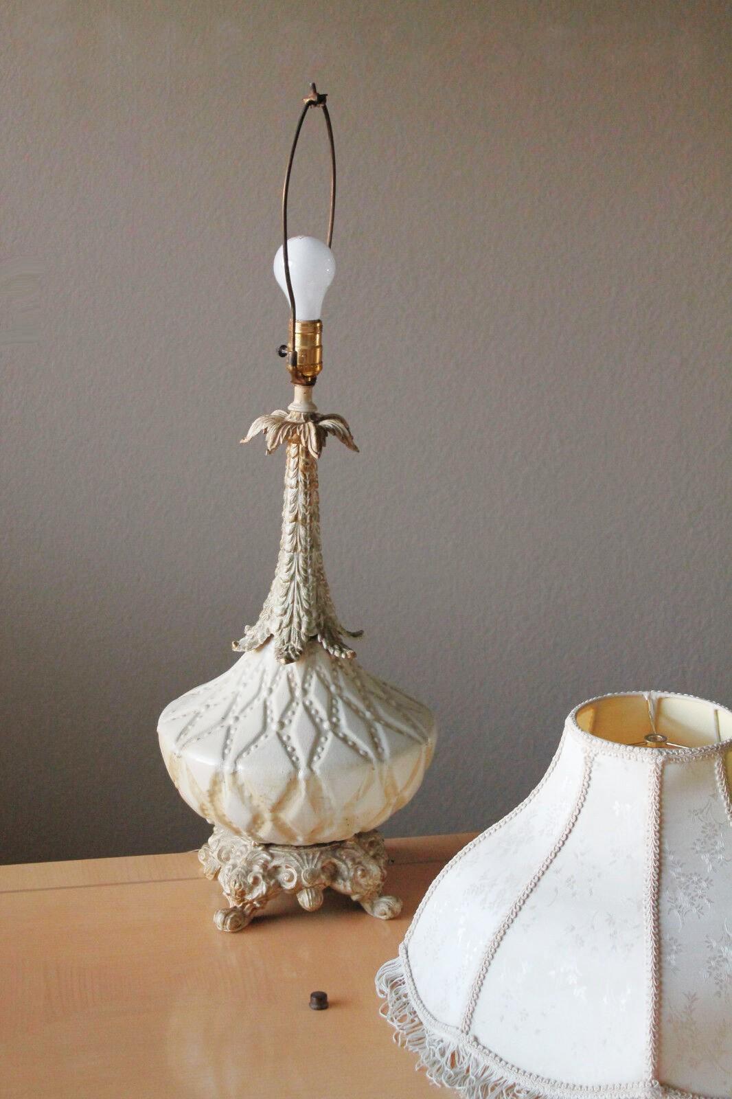 20th Century Gorgeous Italian Florentine Hand Enameled Cast Table Lamp! Medici Decorator 1960 For Sale