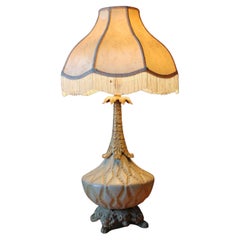 Used Gorgeous Italian Florentine Hand Enameled Cast Table Lamp! Medici Decorator 1960