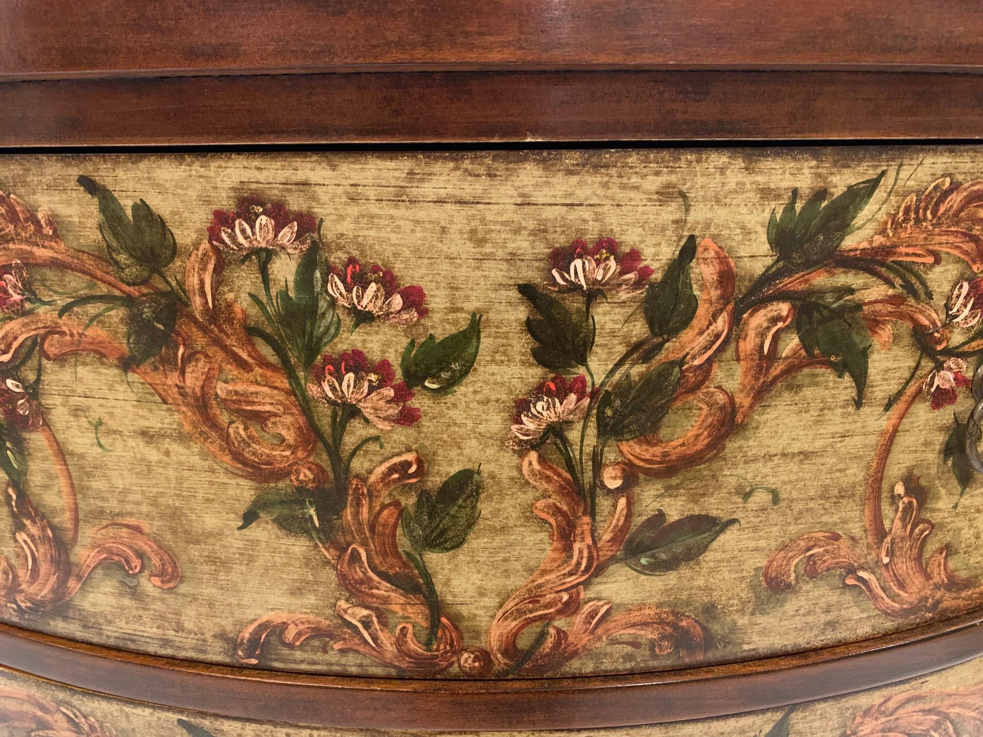 Gorgeous Italian Fruitwood Demilune Console with Pretty Painted Decoration 3