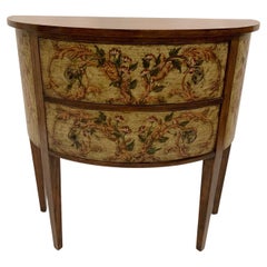 Gorgeous Italian Fruitwood Demilune Console with Pretty Painted Decoration