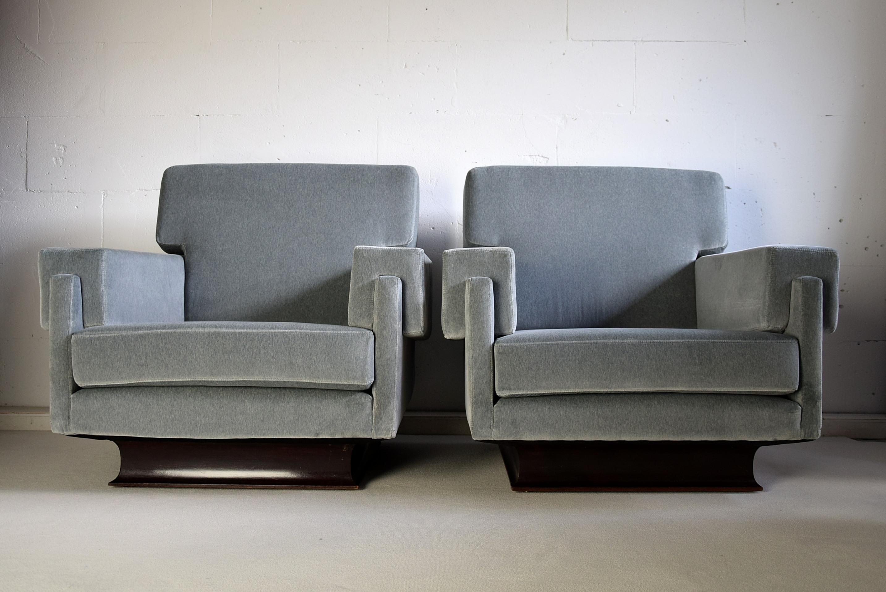 Italian Grey Blue Mid-Century Modern Lounge Chairs 6
