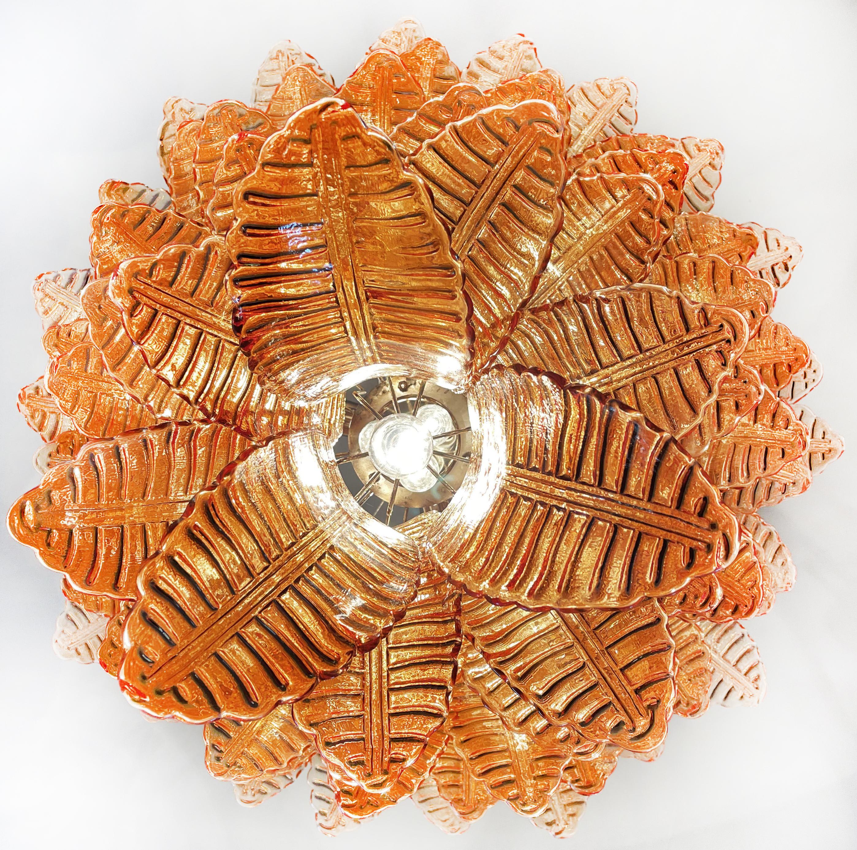 Mid-Century moderno Splendidi lampadari italiani in vetro di Murano Felci, 75 bicchieri d'ambra in vendita