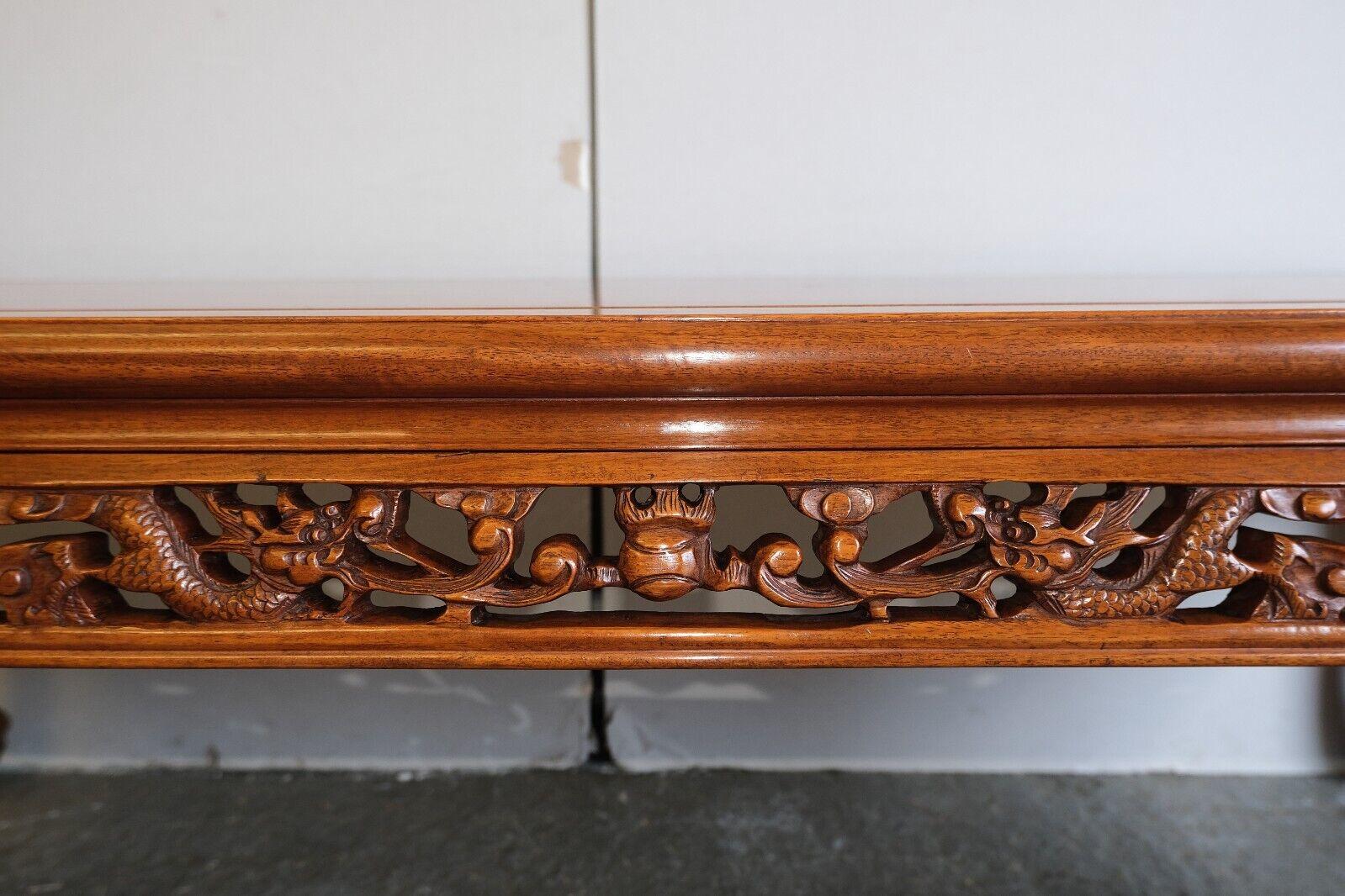 Chinese GORGEOUS JAPANESE CHiNESE HAND CARVED COFFEE TABLE WITH DRAGONS CLAW BALL FEET For Sale