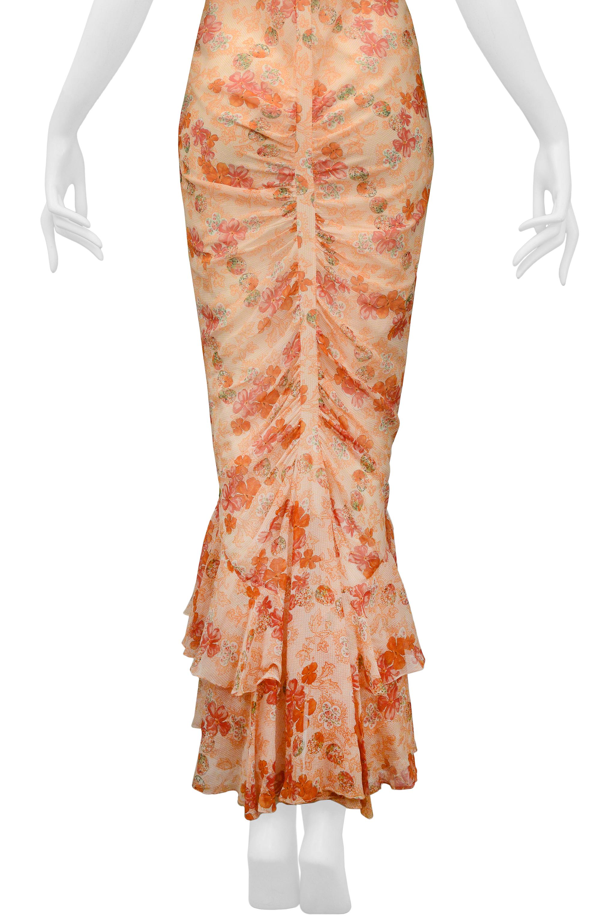 De las mujeres Precioso vestido con volantes florales en melocotón de John Galliano