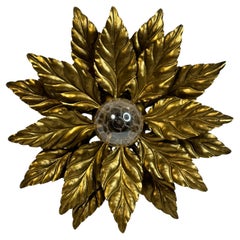 Gorgeous Kogl Koegl Gilt Leaf Tole Flush Mount Light Hollywood Regency, 1960s