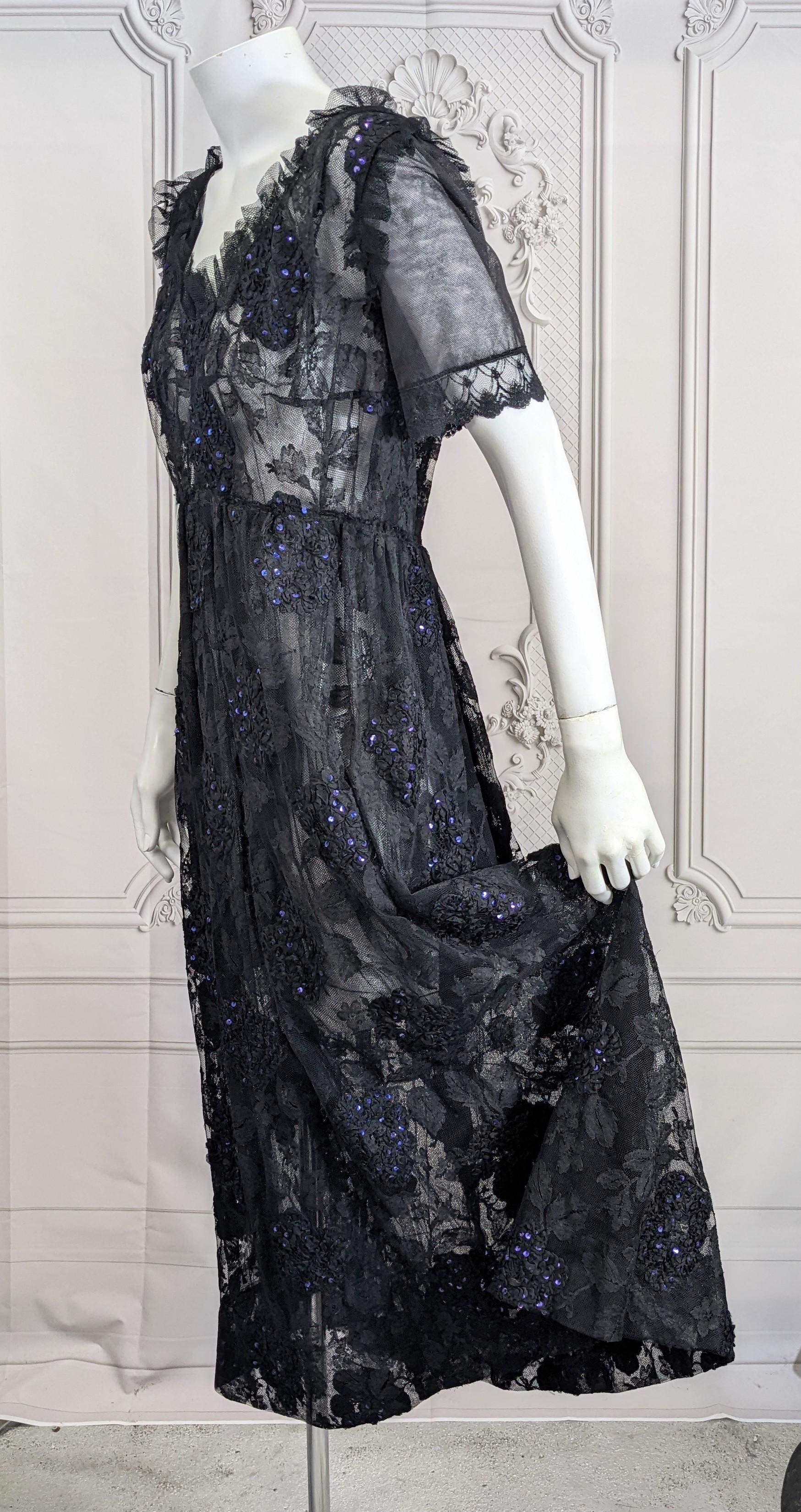Women's Gorgeous Lace and Sequin Hydrangea Gown For Sale