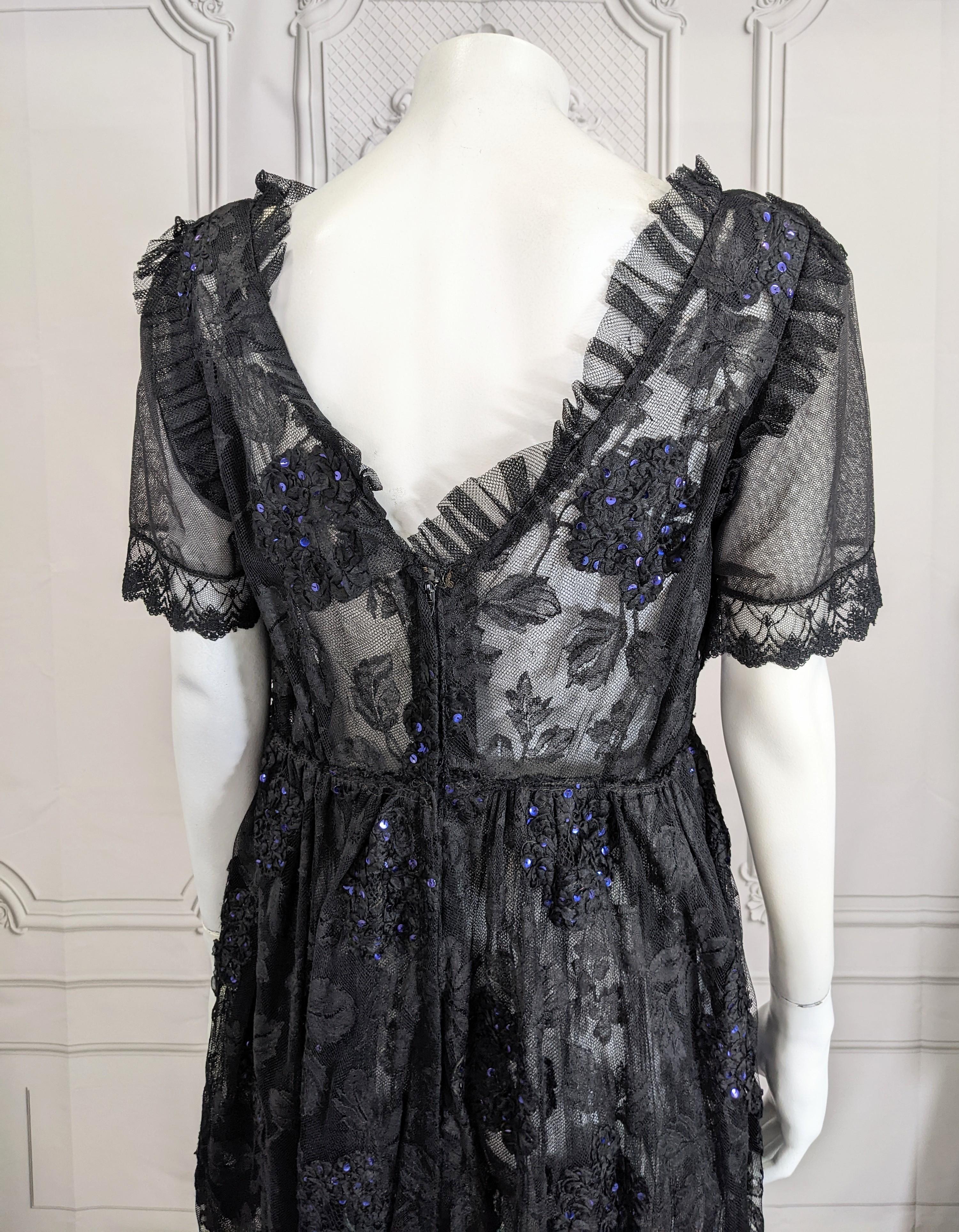 Gorgeous Lace and Sequin Hydrangea Gown For Sale 3
