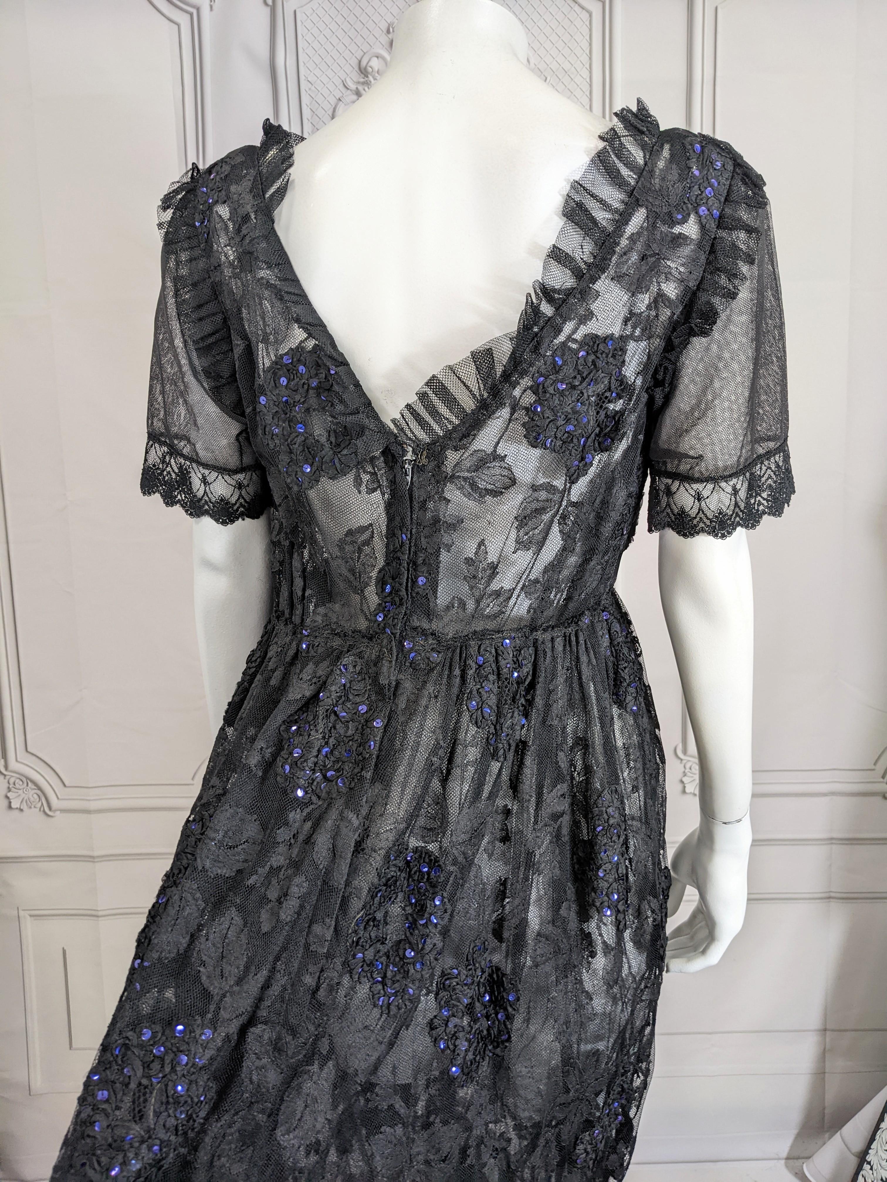 Gorgeous Lace and Sequin Hydrangea Gown For Sale 4