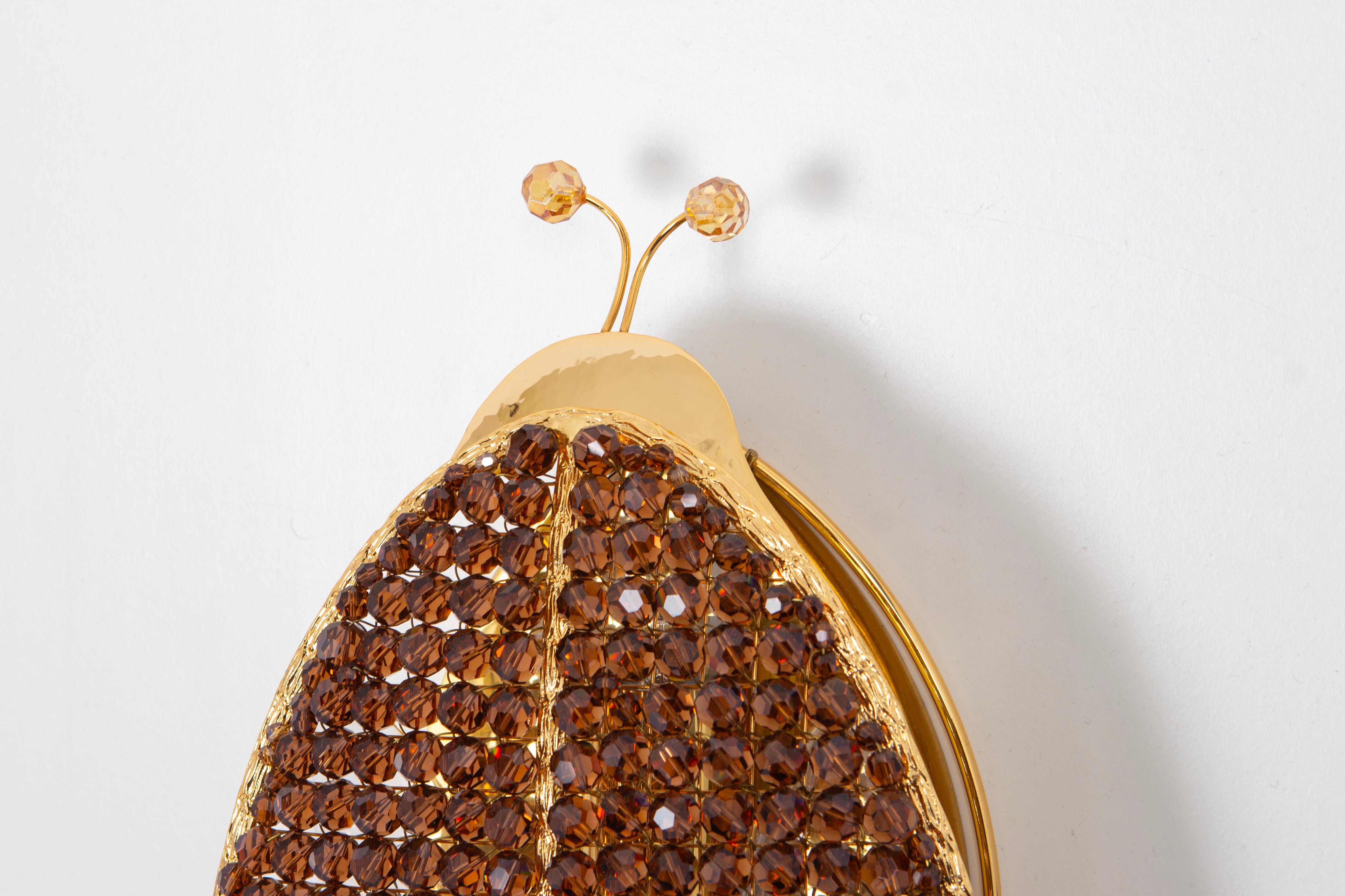 Wunderschöne Ladybug-Wandleuchter aus facettiertem Kristallglas, Palwa, 1970er Jahre (Moderne der Mitte des Jahrhunderts) im Angebot