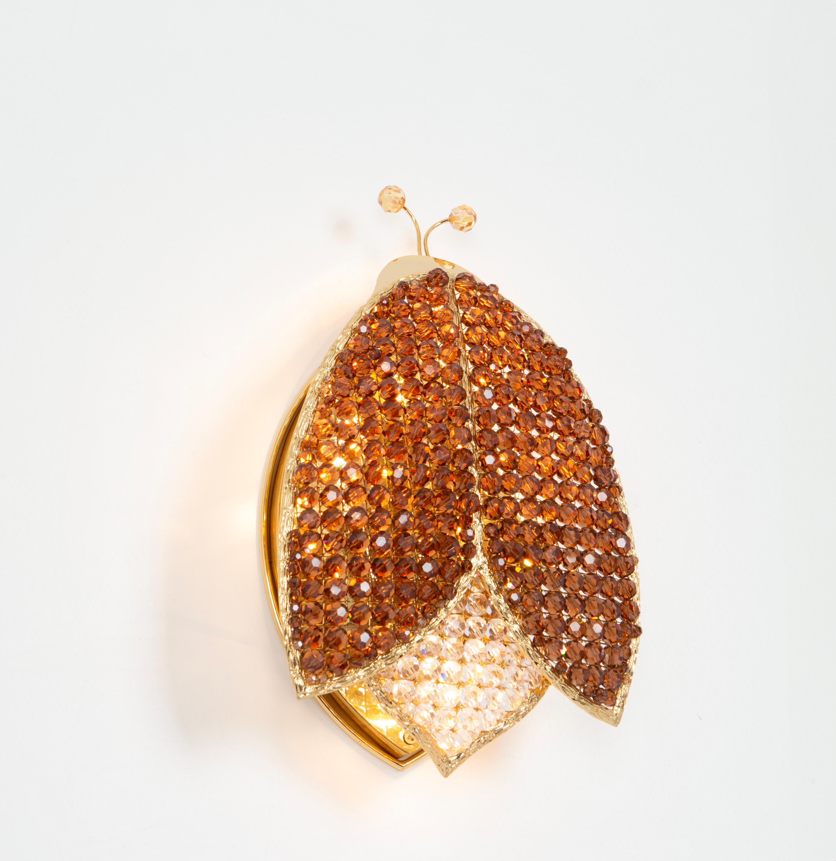 Wunderschöne Ladybug-Wandleuchter aus facettiertem Kristallglas, Palwa, 1970er Jahre (Ende des 20. Jahrhunderts) im Angebot