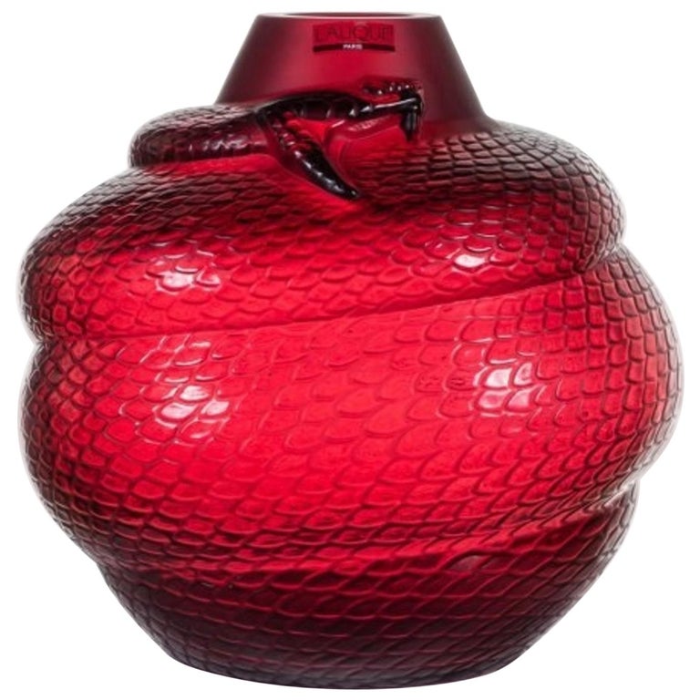 Lalique Serpent Vase, Signed Lalique France For Sale at 1stDibs